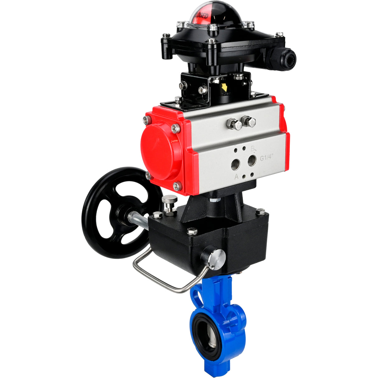 Wasser-Schmetterlingsventil Elephant al-316l-epdm-elephant-da-apl210n-hdm, Gehäusematerial - Aluminiumlegierung, Scheibenmaterial - Edelstahl AISI 316L, Dichtung - EPDM, pneumatisch betätigt