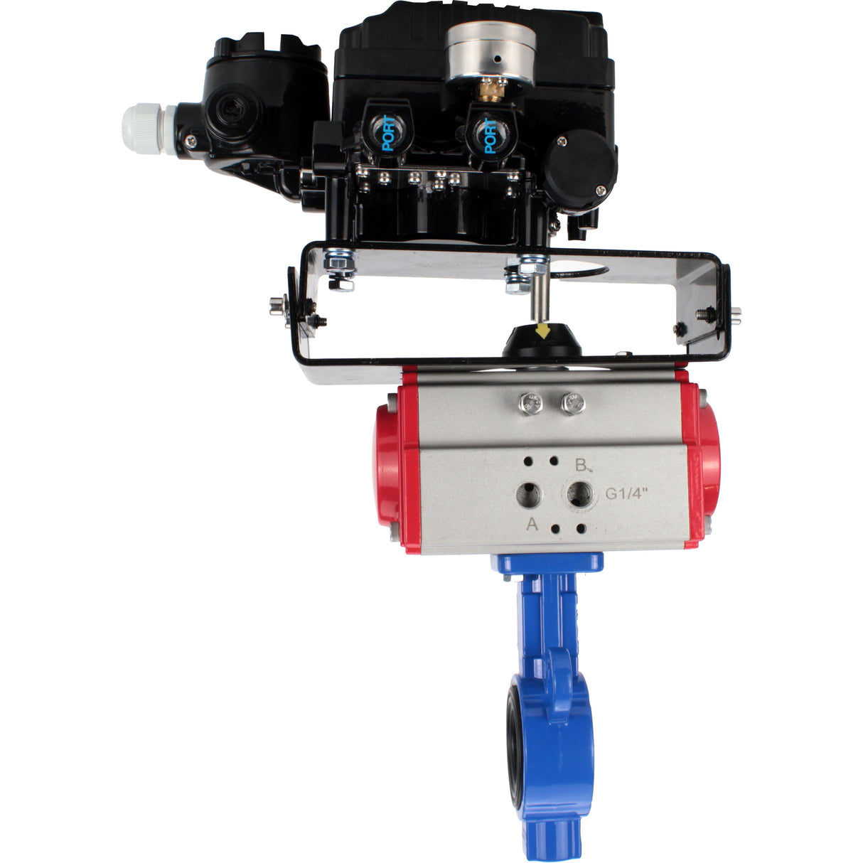 Wasser-Schmetterlingsventil Elephant al-316l-epdm-elephant-da-yt1000rsn, Gehäusematerial - Aluminiumlegierung, Scheibenmaterial - Edelstahl AISI 316L, Dichtung - EPDM, pneumatisch betätigt