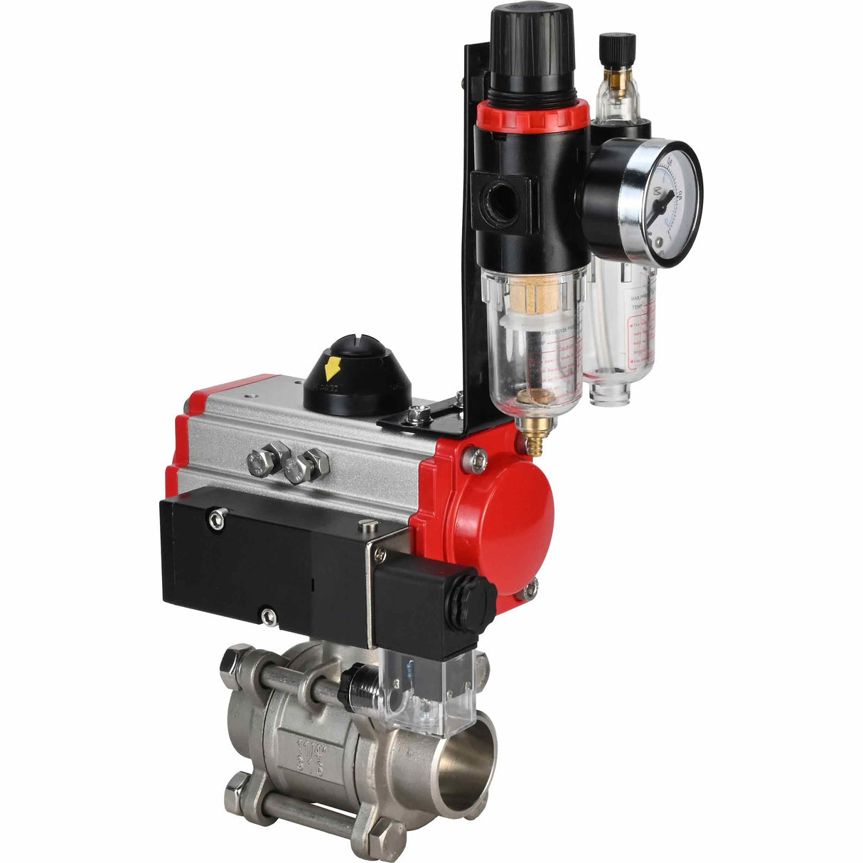 Kugelhahn aus Edelstahl Elephant kshpp-316200-da-4m310-24-atu, Gehäusematerial - Edelstahl AISI 316, Kugelmaterial - Edelstahl AISI 316, Dichtung - PTFE, pneumatisch betätigt