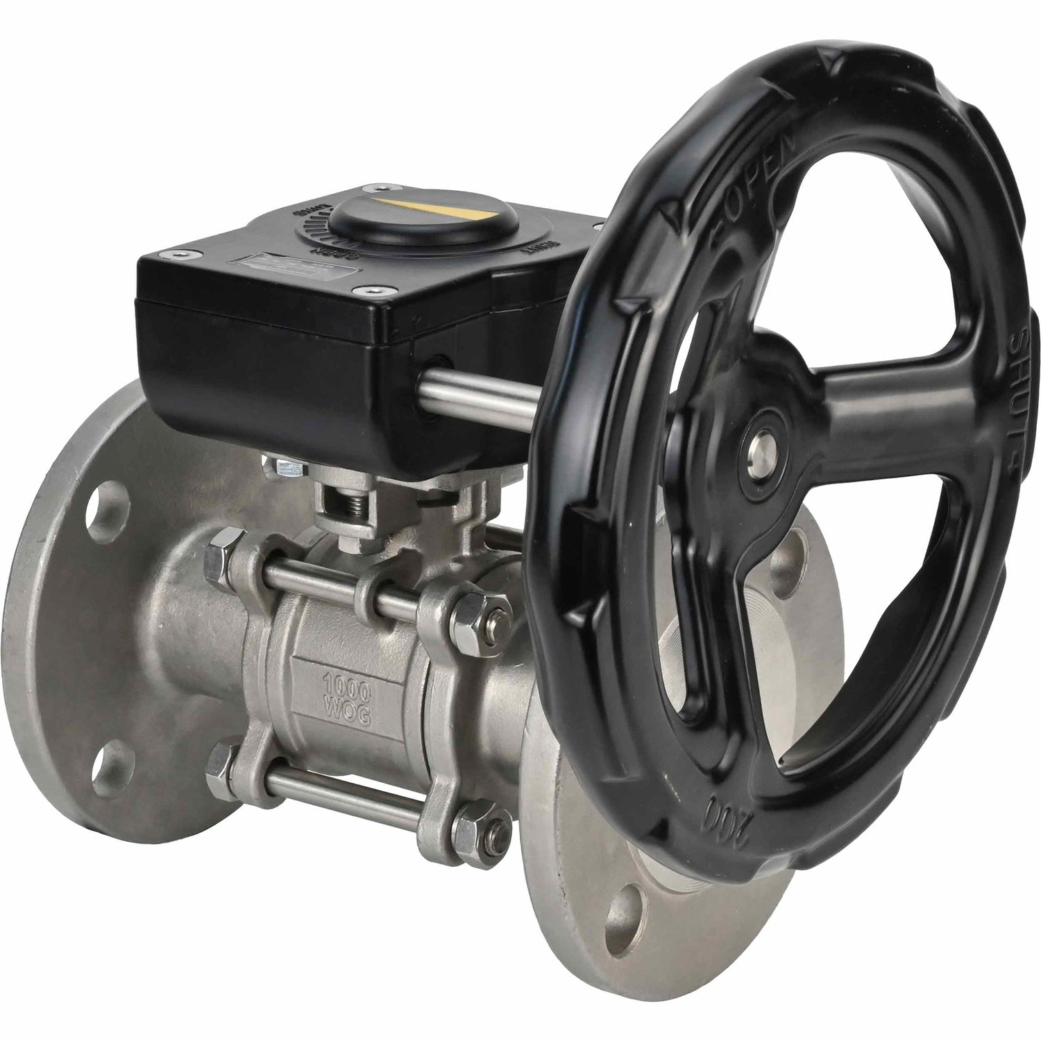 Kugelhahn aus Edelstahl Elephant ksfpt-304-180-ham, Gehäusematerial - Edelstahl AISI 304, Kugelmaterial - Edelstahl AISI 304, Dichtung - PTFE, handbetätigt