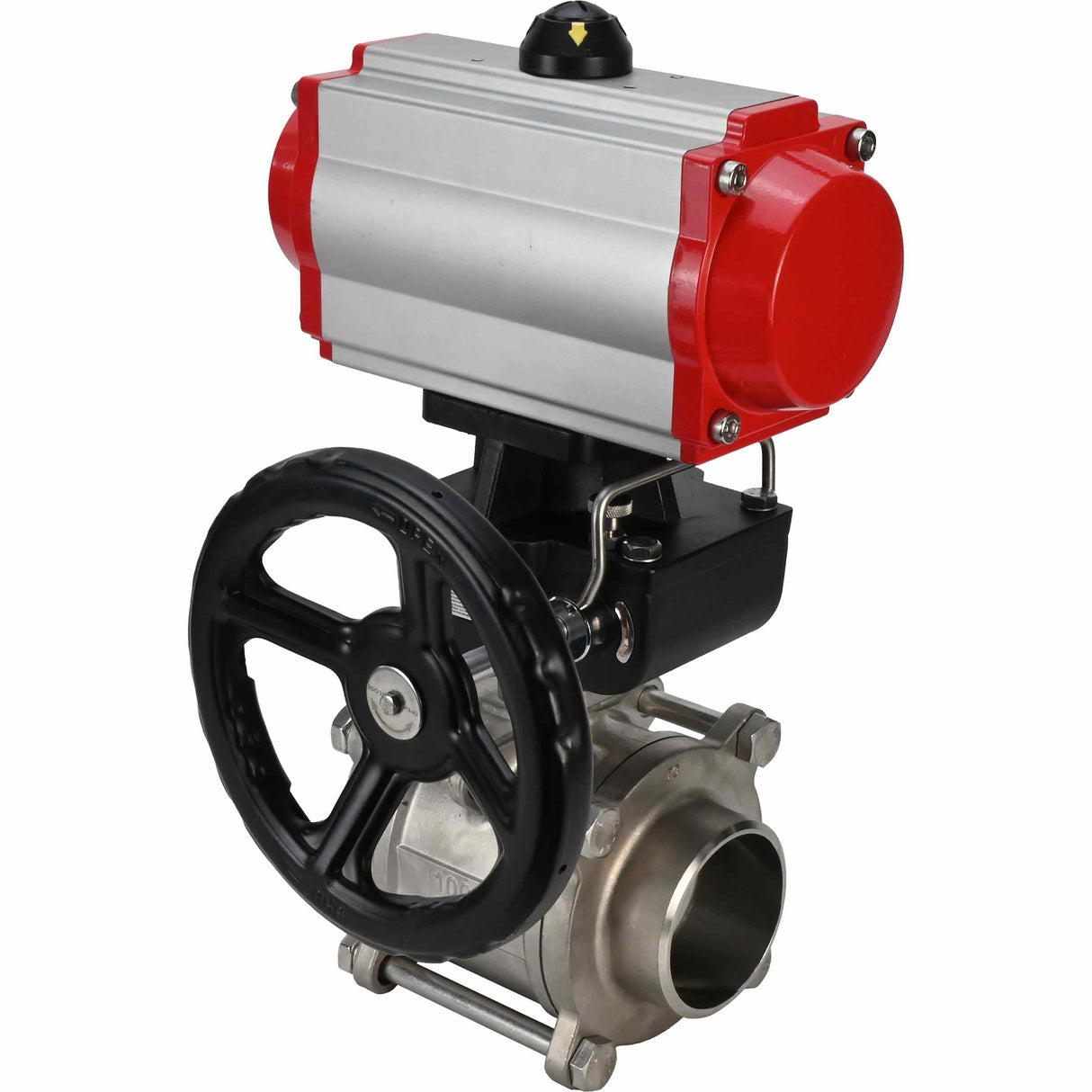 Kugelhahn aus Edelstahl Elephant kshpp-316200-da-hdm, Gehäusematerial - Edelstahl AISI 316, Kugelmaterial - Edelstahl AISI 316, Dichtung - PTFE, pneumatisch betätigt