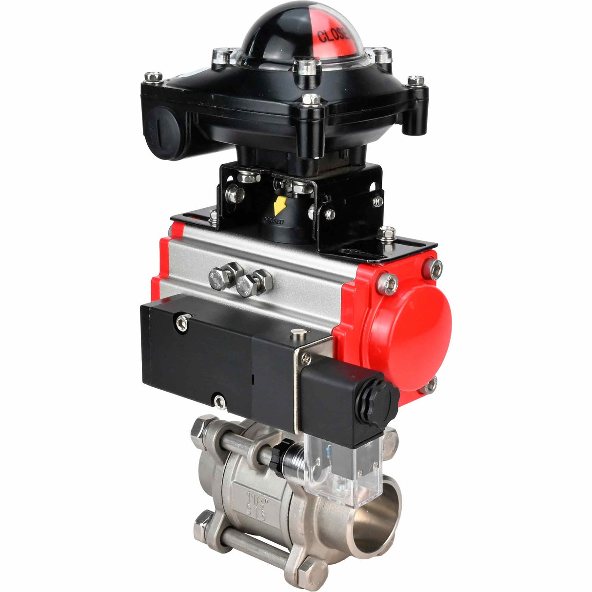 Kugelhahn aus Edelstahl Elephant kshpp-316200-sa-4m310-110/220-apl210n, Gehäusematerial - Edelstahl AISI 316, Kugelmaterial - Edelstahl AISI 316, Dichtung - PTFE, pneumatisch betätigt