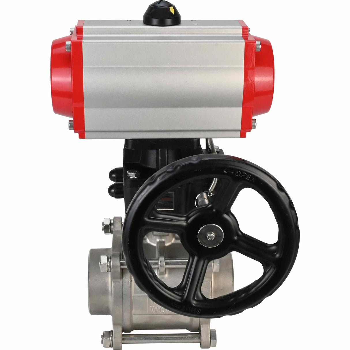 Kugelhahn aus Edelstahl Elephant kshpp-316200-da-hdm, Gehäusematerial - Edelstahl AISI 316, Kugelmaterial - Edelstahl AISI 316, Dichtung - PTFE, pneumatisch betätigt