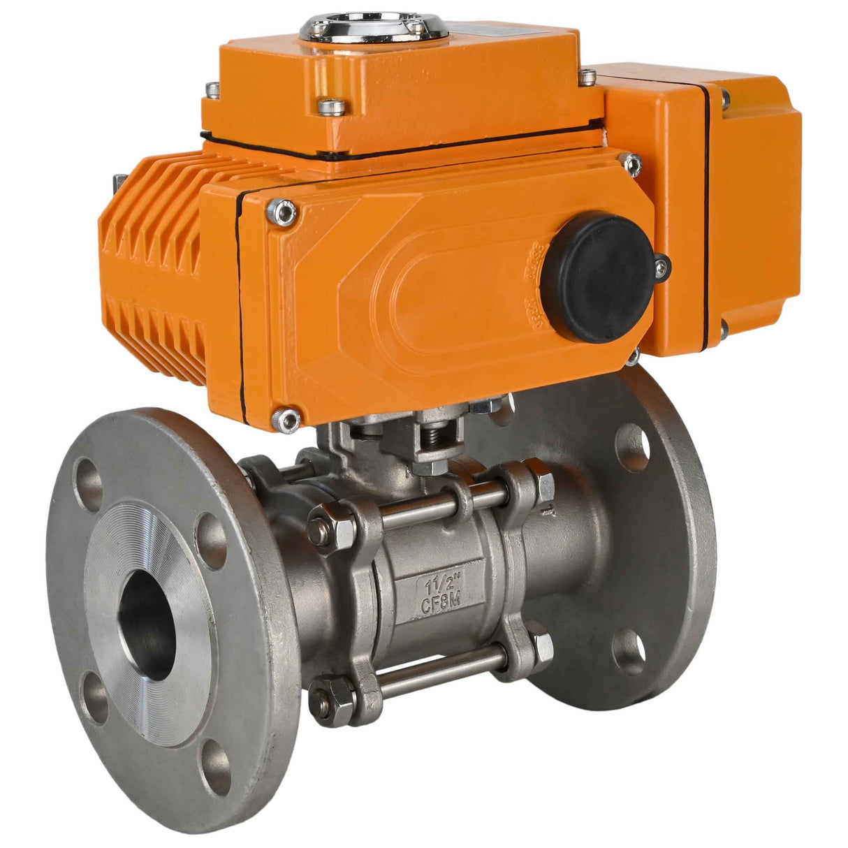 Kugelhähne Elephant BV3131P(3pc)-FP-F-ISO-H dreiteilig, voller Durchgang, geflanscht, Gehäuse - Edelstahl SS304, Dichtung - PTFE, mit 1/4-Umdrehungs-Elektroantrieb QT-N-EM-O1-380VAC-U1 380V HARK