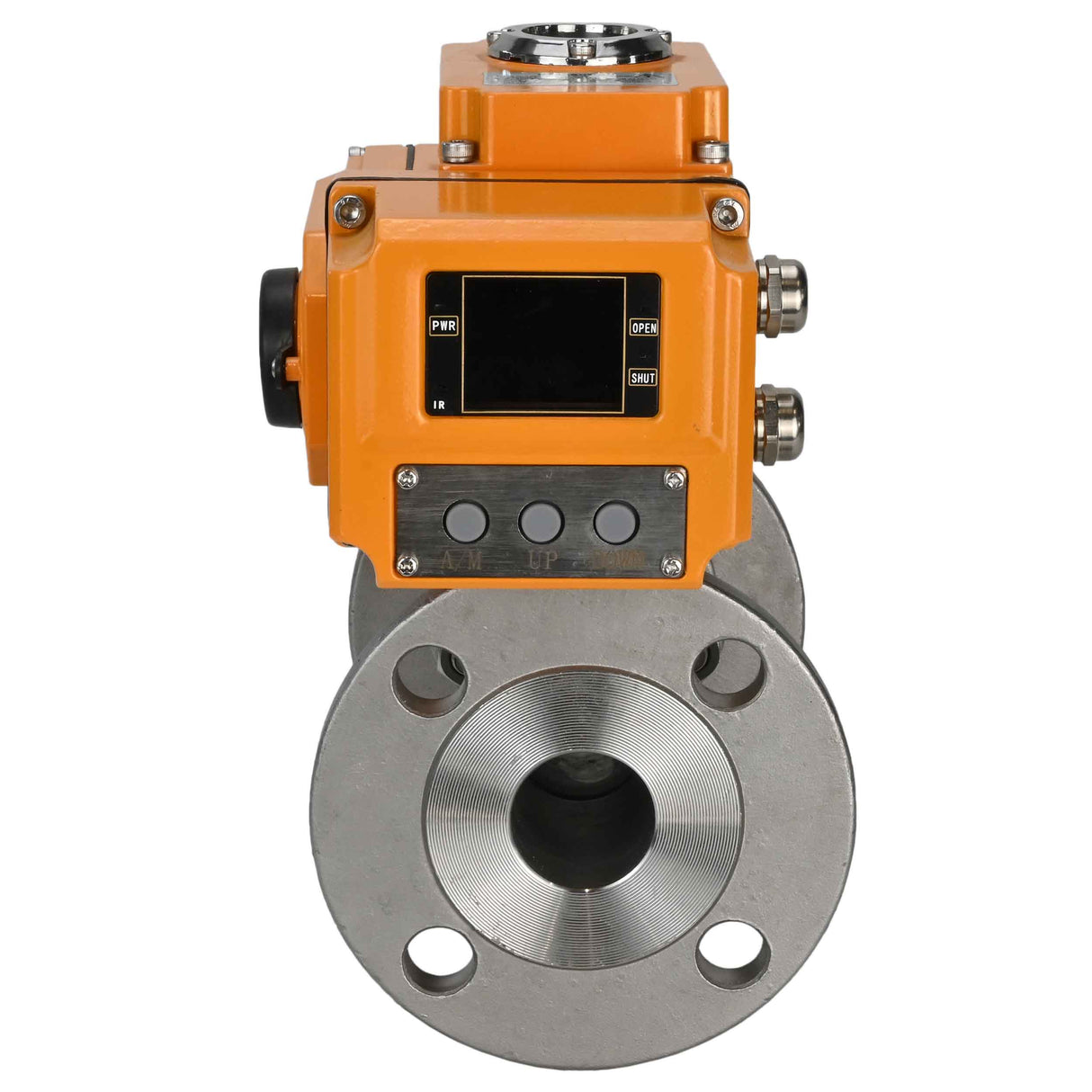 Kugelhähne Elephant BV3232P(3pc)-FP-F-ISO-H dreiteilig, voller Durchgang, geflanscht, Gehäuse - Edelstahl SS316, Dichtung - PTFE, mit 1/4-Umdrehungs-Elektroantrieb QT-N-003EM-O1-24VDC-U1 24V HARK