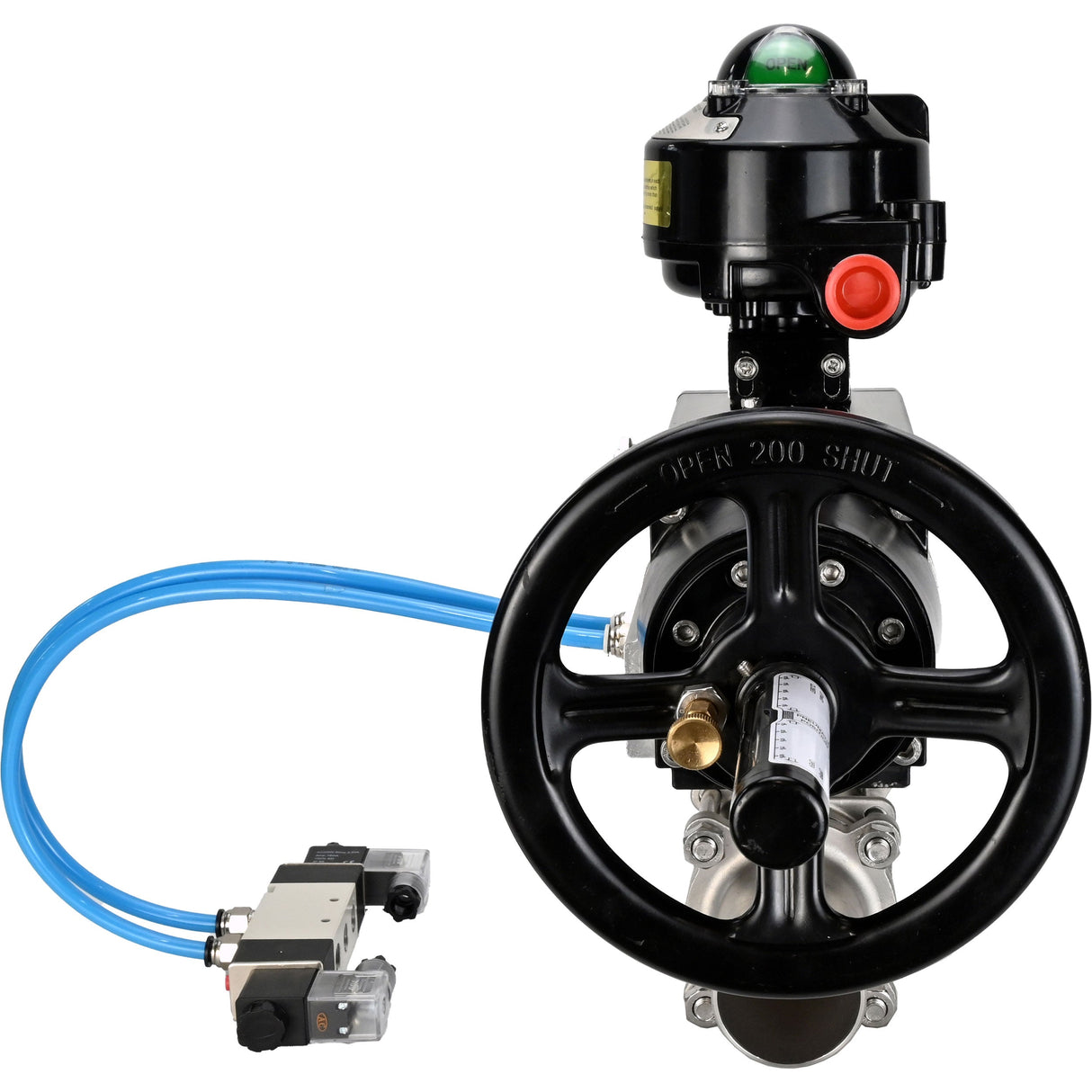 Kugelhähne Elephant BV3131P(3pc)-FP-W-ISO-H LANG, Gehäusematerial - Edelstahl AISI 304, Dichtung - PTFE / PTFE / Teflon, mit pneumatischem Doppelwirkungsantrieb PA-DA-105-1, 4V320-08 220V, LSU APL-510N Ex