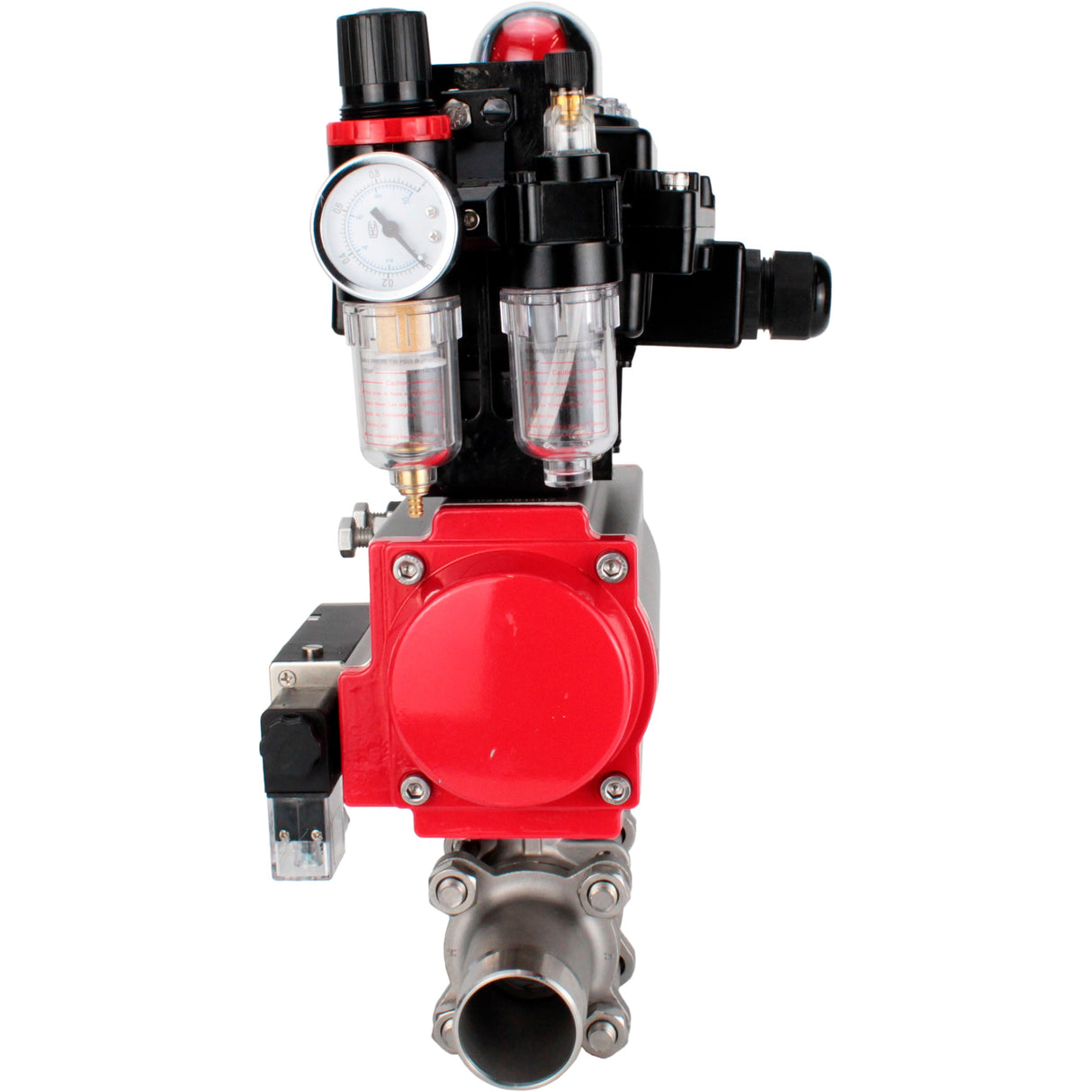 Kugelhähne Elephant BV3232P(3pc)-FP-W-ISO-H LANG voll durchgängig, Gehäuse - Edelstahl 316, zum Schweißen, mit pneumatischem Antrieb Elephant PA-SA, pneumatischem Verteiler 4M310-08 220V, LSU APL-410N EX und ATU AFC2000