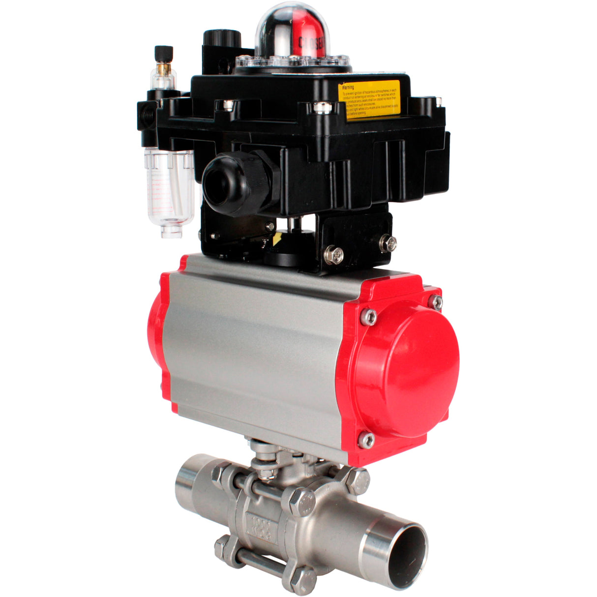 Kugelhähne Elephant BV3131P(3pc)-FP-W-ISO-H LANG voll durchgängig, Gehäuse - Edelstahl 304, zum Schweißen, mit pneumatischem Antrieb Elephant PA-SA, pneumatischem Verteiler 4M310-08 220V, LSU APL-410N EX und ATU AFC2000