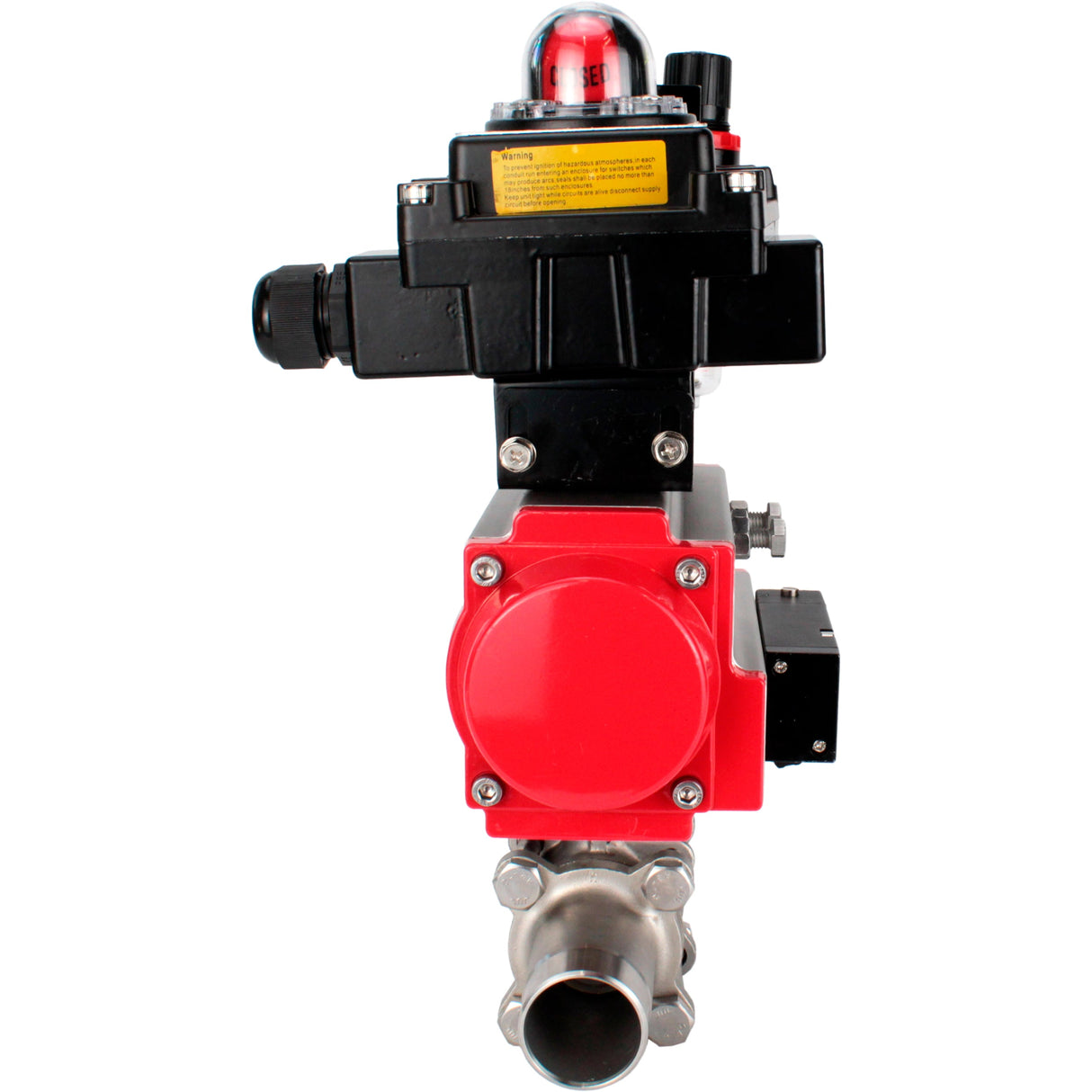 Kugelhähne Elephant BV3131P(3pc)-FP-W-ISO-H LANG DN10-150 Vollbohrung, Gehäuse - Edelstahl 304, zum Schweißen, mit pneumatischem Antrieb PA-DA, pneumatischem Verteiler 4M310-08 24V, LSU APL-410N EX und GSV AFC2000