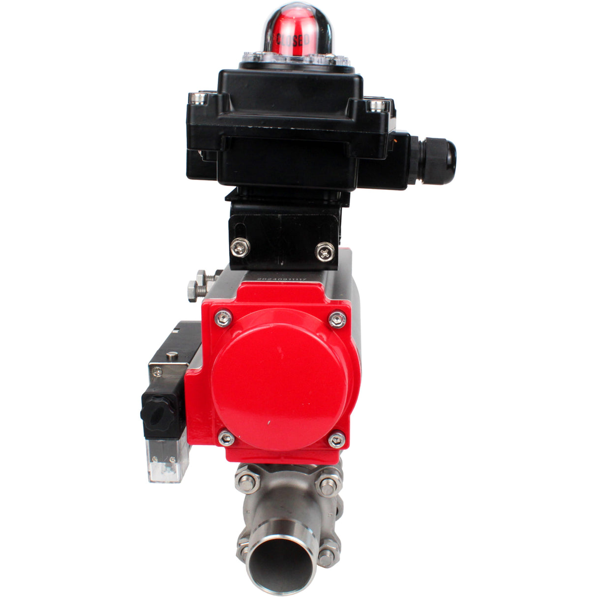 Kugelhähne Elephant BV3131P(3pc)-FP-W-ISO-H LANG DN10-150 Vollbohrung, Gehäuse - Edelstahl 304, geschweißt, mit pneumatischem Antrieb PA-DA, pneumatischem Verteiler 4M310-08 24V und Endschalterblock APL -410N EX