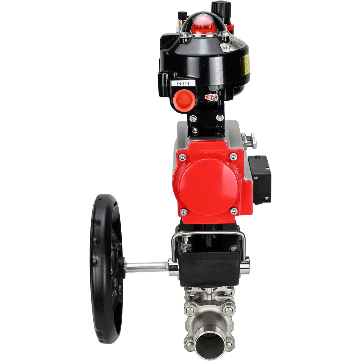 Kugelhähne Elephant BV3131P(3pc)-FP-W-ISO-H LANG DN50-150 Vollbohrung, Gehäuse - Edelstahl 304, zum Schweißen, mit pneumatischem Antrieb PA-DA, pneumatischem Verteiler 4M310-08 24V, MON-Reduzierer, LSU APL-510N EX und ATU AFC2000