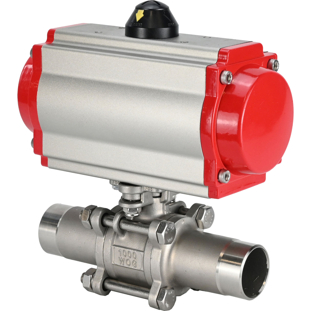 Kugelhähne Elephant BV3131P(3pc)-FP-W-ISO-H LANG voll durchgängig, Gehäuse - Edelstahl 304, zum Schweißen, mit pneumatischem Antrieb Elephant PA-SA und pneumatischem Verteiler 4M310-08 220V