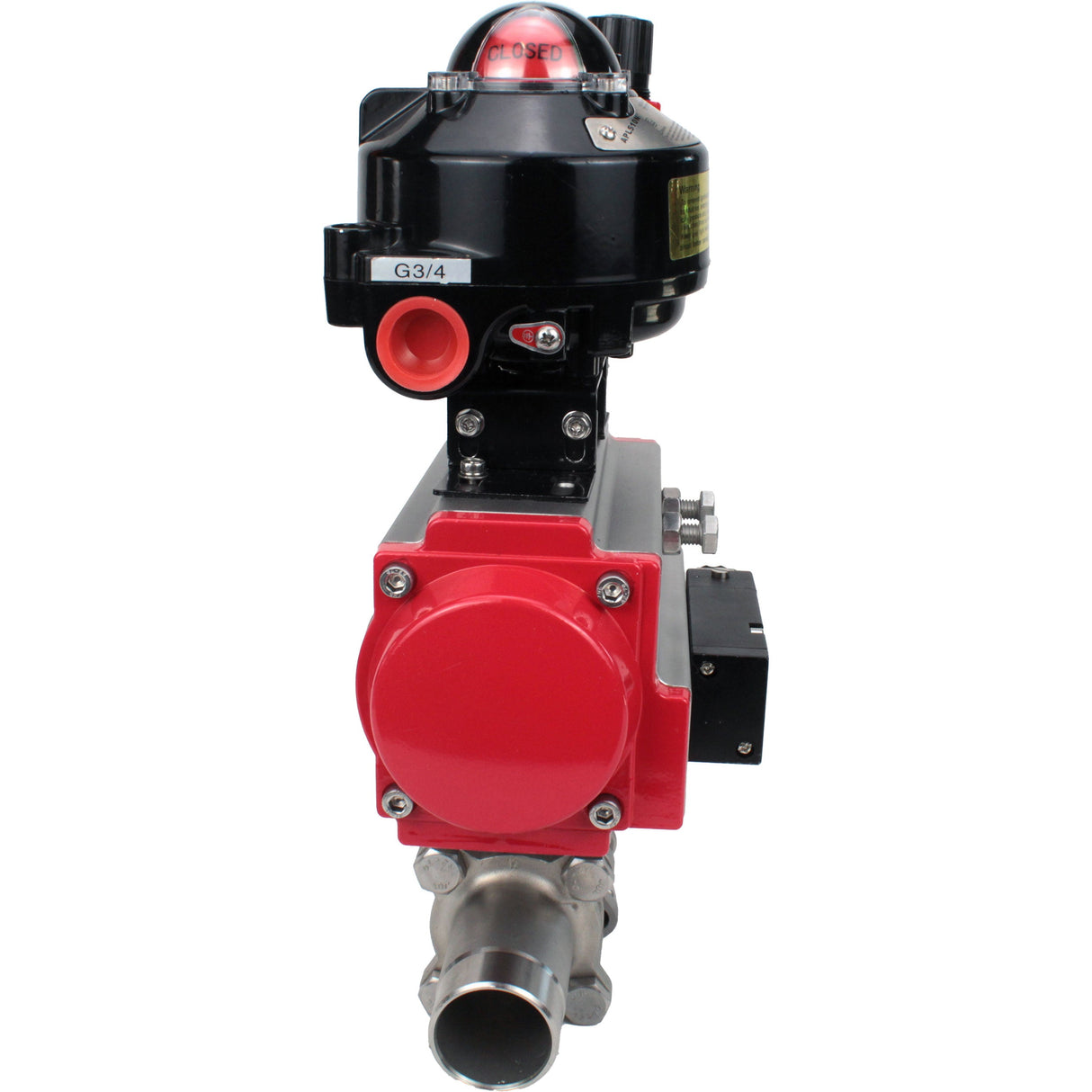 Kugelhähne Elephant BV3232P(3pc)-FP-W-ISO-H LANG DN10-150 Vollbohrung, Gehäuse - Edelstahl 316, zum Schweißen, mit pneumatischem Antrieb PA-DA, pneumatischem Verteiler 4M310-08 24V, LSU APL-510N EX und GSV AFC2000