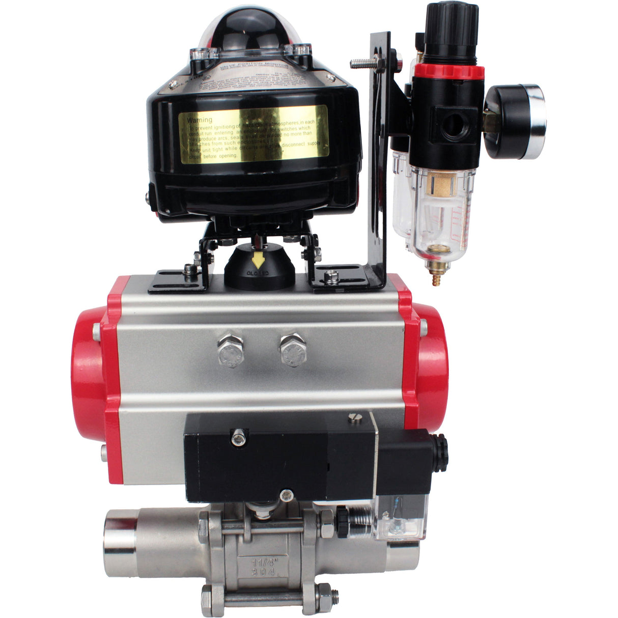 Kugelhähne Elephant BV3131P(3pc)-FP-W-ISO-H LANG DN10-150 Vollbohrung, Gehäuse - Edelstahl 304, zum Schweißen, mit pneumatischem Antrieb PA-DA, pneumatischem Verteiler 4M310-08 220V, LSU APL-510N EX und GSV AFC2000