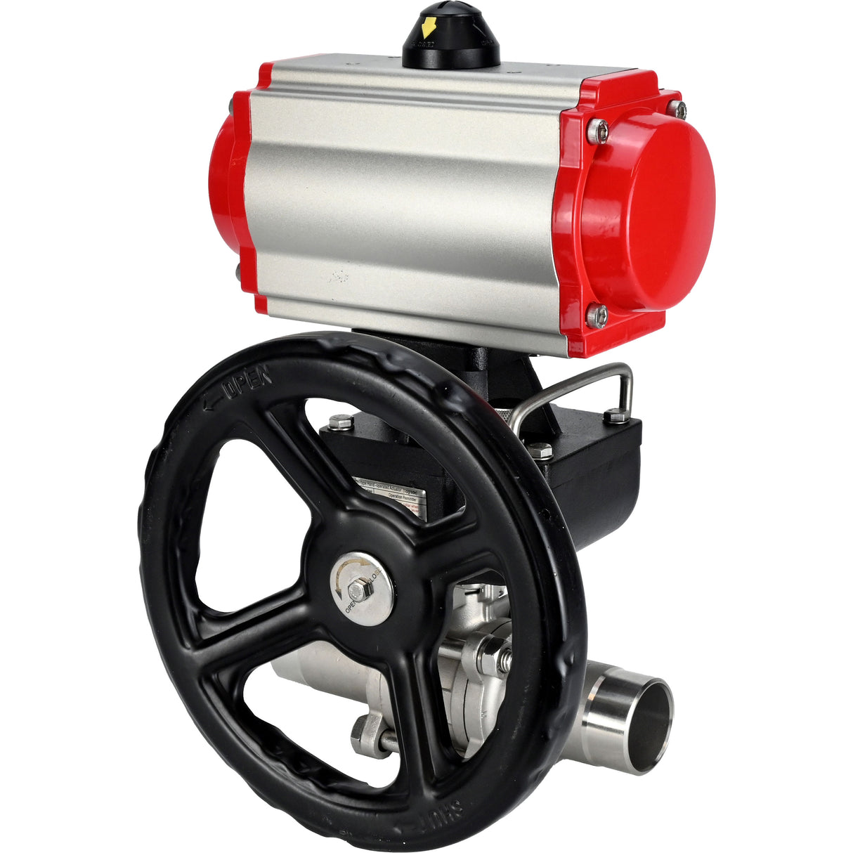 Kugelhähne Elephant BV3131P(3pc)-FP-W-ISO-H LANG voll durchgängig, Gehäuse - Edelstahl 304, zum Schweißen, mit pneumatischem Antrieb PA-DA, pneumatischem Verteiler 4M310-08 220V und MON-Reduzierer