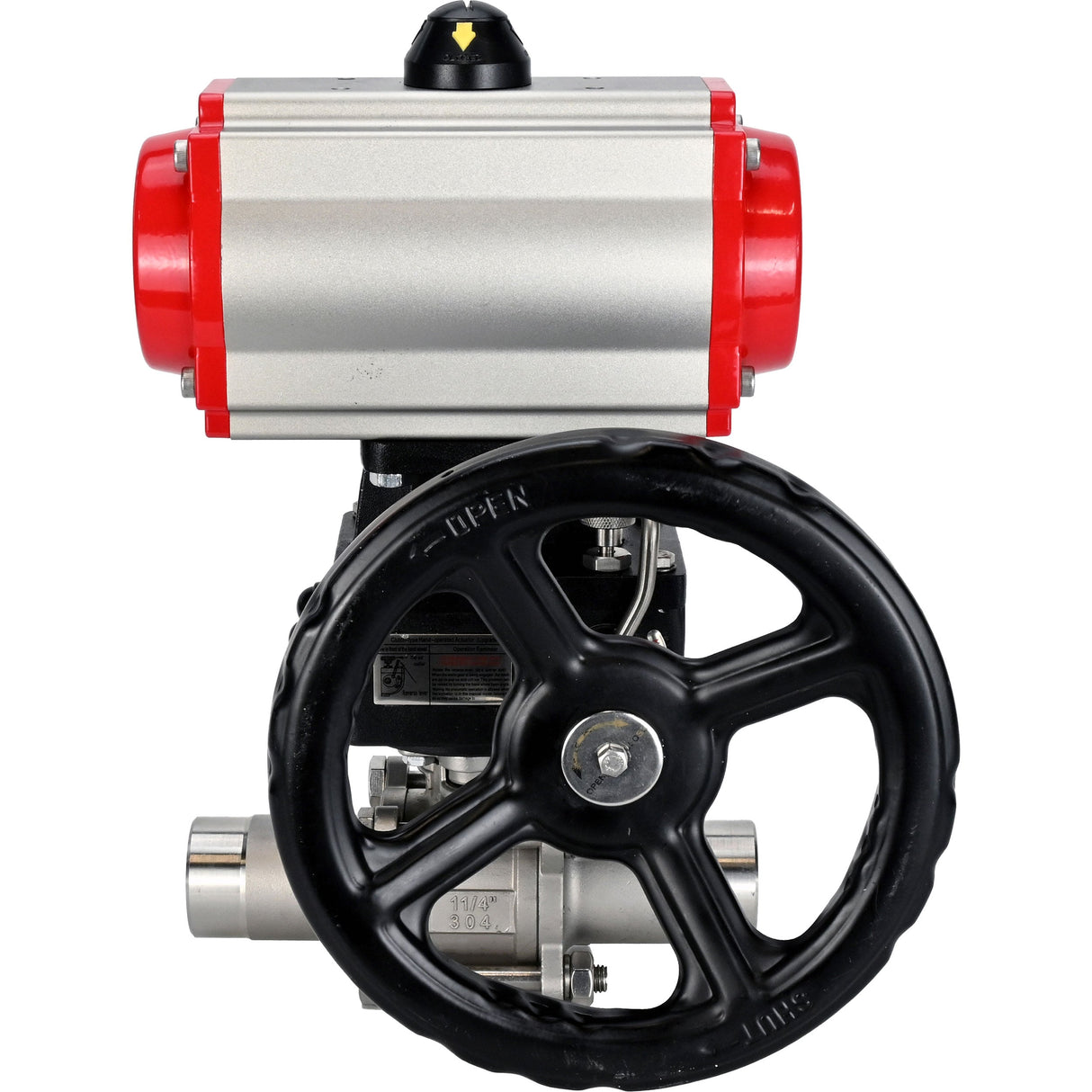 Kugelhähne Elephant BV3131P(3pc)-FP-W-ISO-H LANG voll durchgängig, Gehäuse - Edelstahl 304, zum Schweißen, mit pneumatischem Antrieb PA-DA, pneumatischem Verteiler 4M310-08 220V und MON-Reduzierer