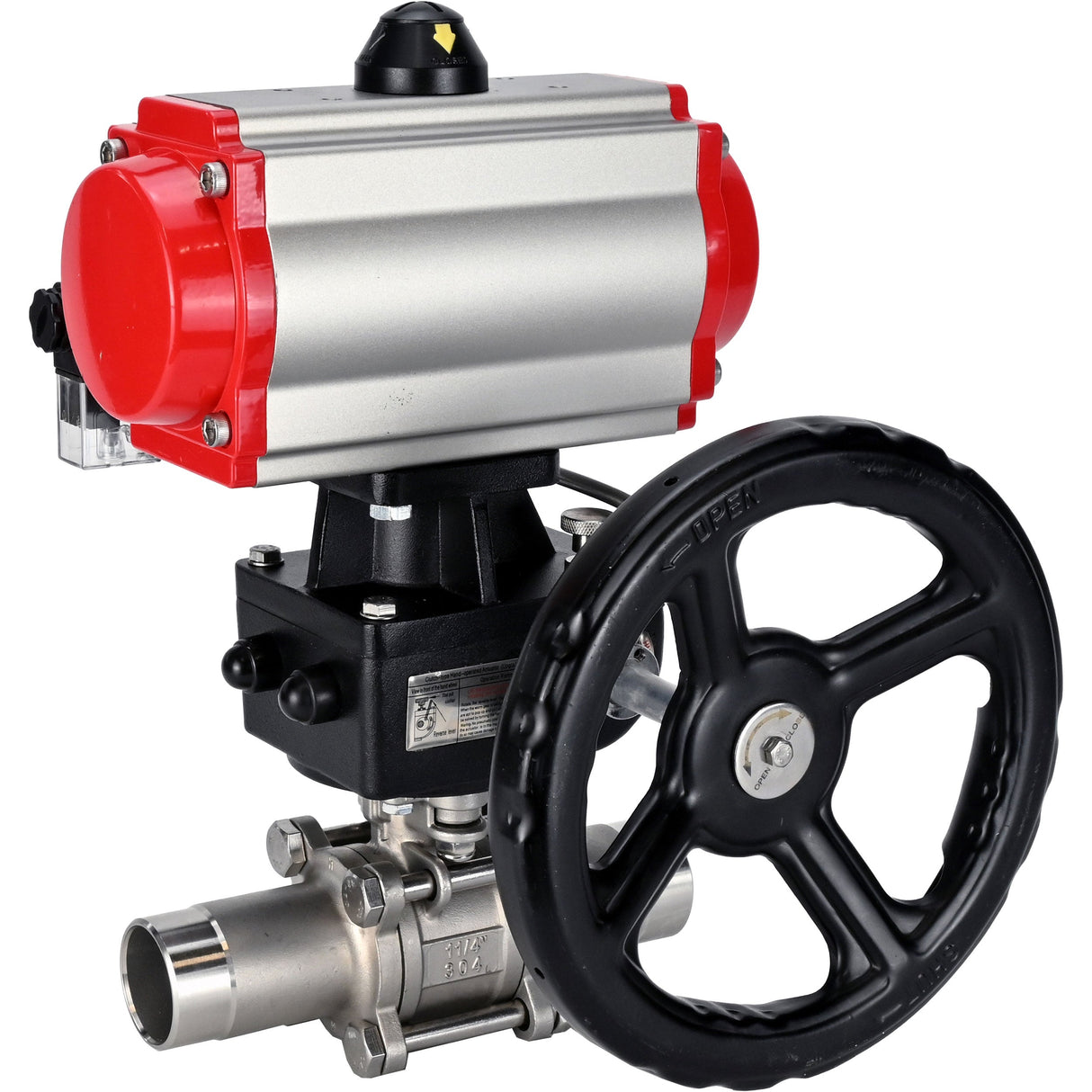 Kugelhähne Elephant BV3131P(3pc)-FP-W-ISO-H LANG voll durchgängig, Gehäuse - Edelstahl 304, zum Schweißen, mit pneumatischem Antrieb PA-DA, pneumatischem Verteiler 4M310-08 220V und MON-Reduzierer