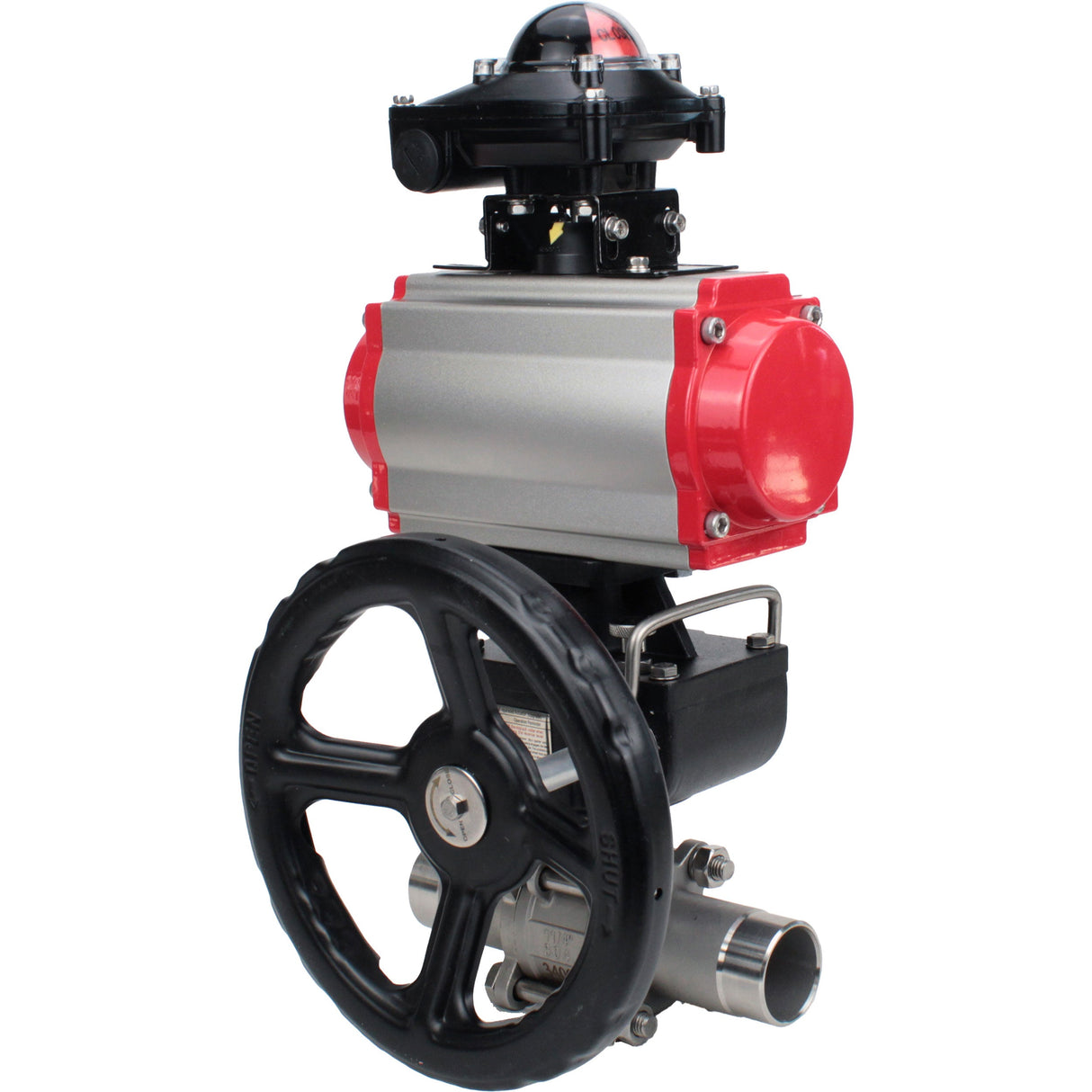 Kugelhähne Elephant BV3232P(3pc)-FP-W-ISO-H LANG DN50-150 Vollbohrung, Gehäuse - Edelstahl 316, geschweißt, mit pneumatischem Antrieb PA-DA, pneumatischem Verteiler 4M310-08 220V, MON Getriebe und Blockendschaltern APL-210N