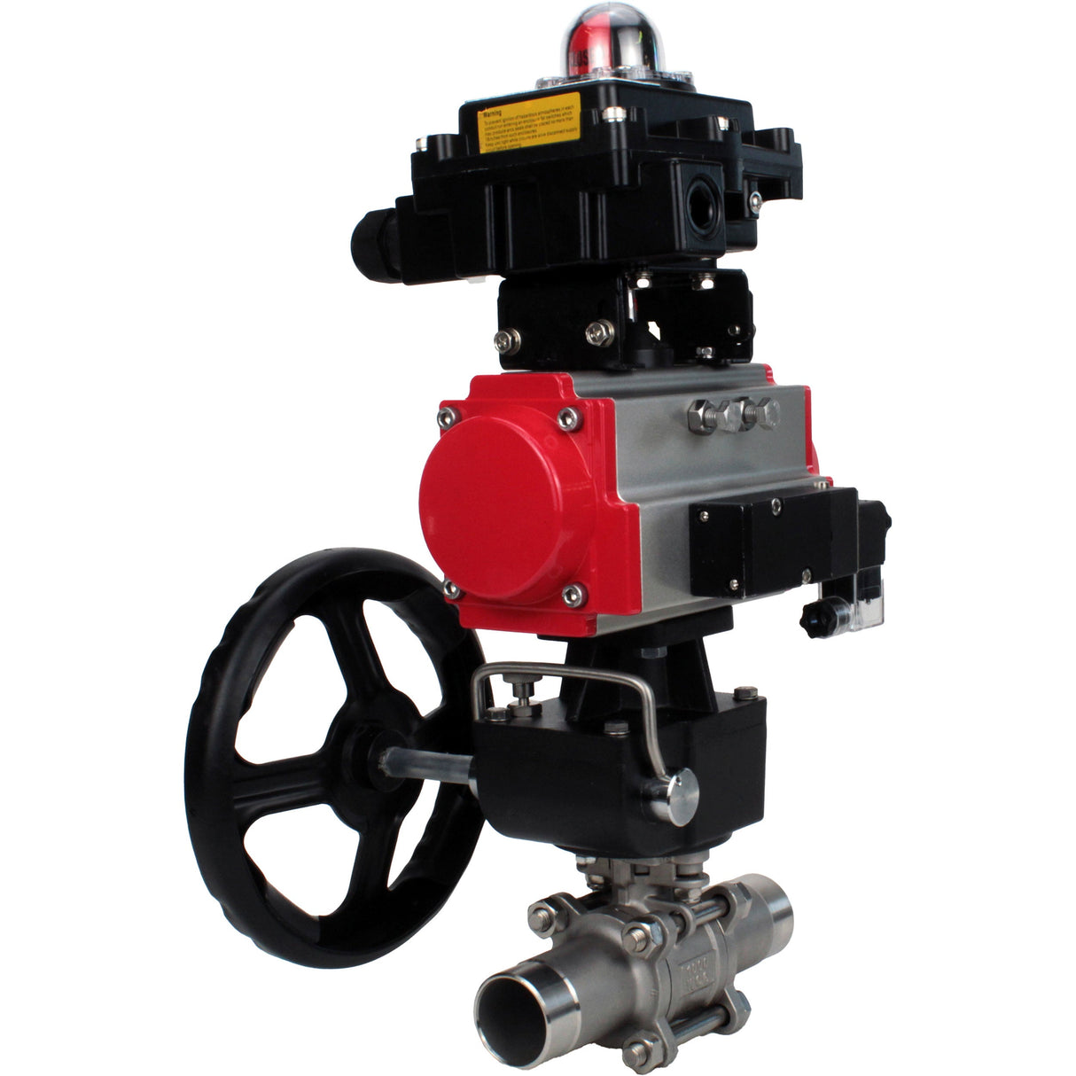 Kugelhähne Elephant BV3131P(3pc)-FP-W-ISO-H LANG DN50-150 Vollbohrung, Gehäuse - Edelstahl 304, zum Schweißen, mit PA-DA Pneumatikaktuator, Pneumatikverteiler 4M310-08 24V, MON Getriebe und Blockendschaltern APL-410N EX