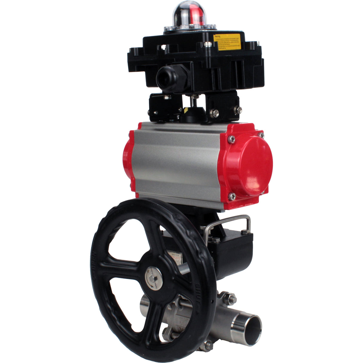 Kugelhähne Elephant BV3232P(3pc)-FP-W-ISO-H LANG DN50-150 Vollbohrung, Gehäuse - Edelstahl 316, zum Schweißen, mit PA-DA Pneumatikaktuator, Pneumatikverteiler 4M310-08 24V, MON Getriebe und Blockendschaltern APL-410N EX