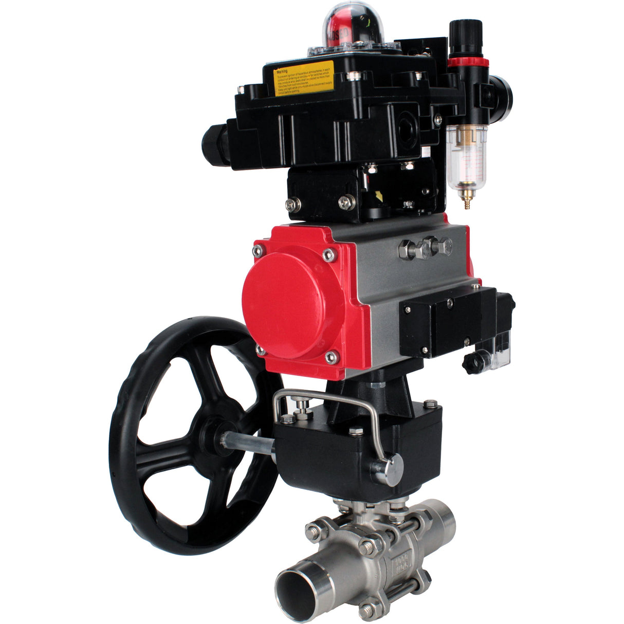 Kugelhähne Elephant BV3232P(3pc)-FP-W-ISO-H LANG DN50-150 Vollbohrung, Gehäuse - Edelstahl 316, zum Schweißen, mit pneumatischem Antrieb PA-DA, pneumatischem Verteiler 4M310-08 24V, MON Getriebe, LSU APL-410N EX und ATU AFC2000