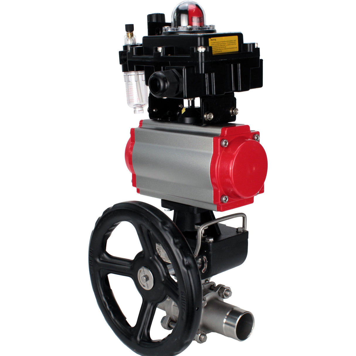 Kugelhähne Elephant BV3232P(3pc)-FP-W-ISO-H LANG DN50-150 Vollbohrung, Gehäuse - Edelstahl 316, zum Schweißen, mit pneumatischem Antrieb PA-DA, pneumatischem Verteiler 4M310-08 220V, MON Getriebe, LSU APL-410N EX und ATU AFC2000