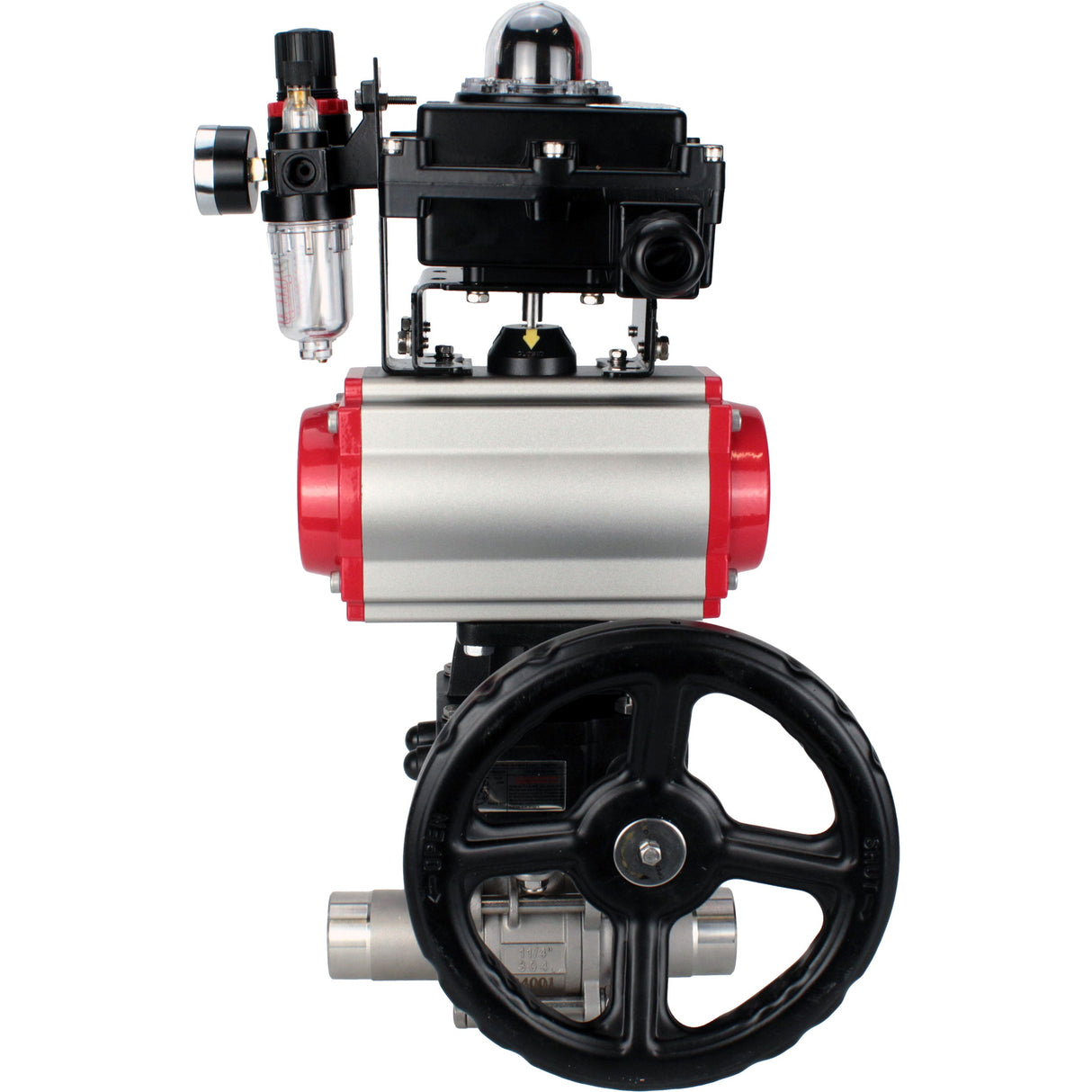 Kugelhähne Elephant BV3232P(3pc)-FP-W-ISO-H LANG DN50-150 Vollbohrung, Gehäuse - Edelstahl 316, zum Schweißen, mit pneumatischem Antrieb PA-DA, pneumatischem Verteiler 4M310-08 24V, MON Getriebe, LSU APL-410N EX und ATU AFC2000