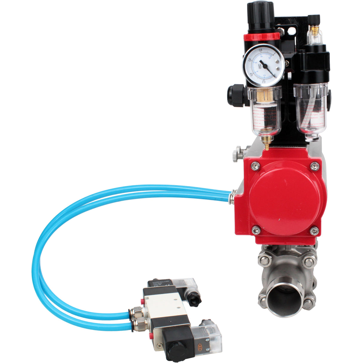 Kugelhähne Elephant BV3232P(3pc)-FP-W-ISO-H LANG DN10-150 Vollbohrung, Gehäuse - Edelstahl 316, zum Schweißen, mit pneumatischem Antrieb PA-DA, pneumatischem Verteiler 4V320-08 220V, LSU APL-210N und GSV AFC2000