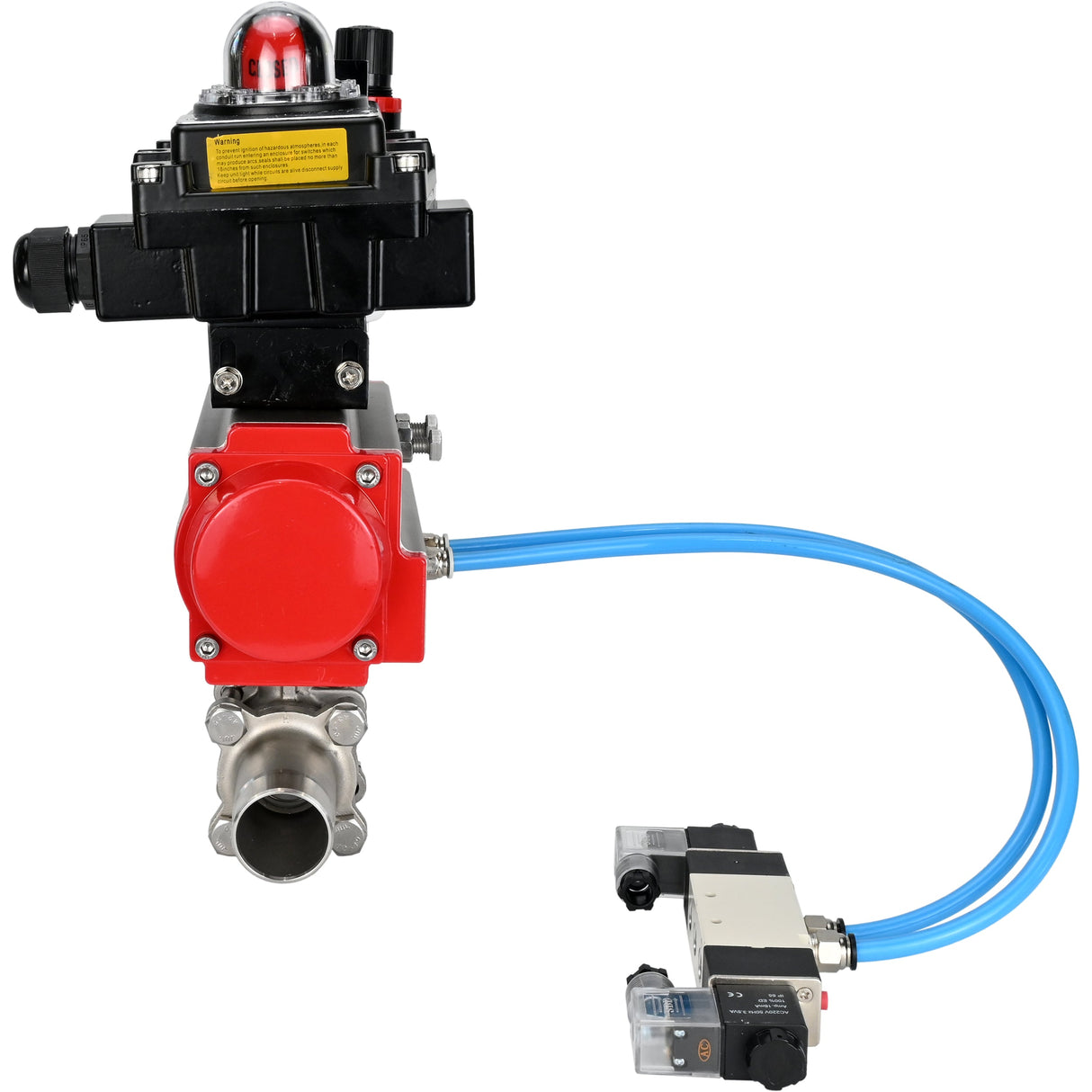 Kugelhähne Elephant BV3232P(3pc)-FP-W-ISO-H LANG DN10-150 Vollbohrung, Gehäuse - Edelstahl 316, zum Schweißen, mit pneumatischem Antrieb PA-DA, pneumatischem Verteiler 4V320-10 220V, LSU APL-410N EX und GSV AFC2000