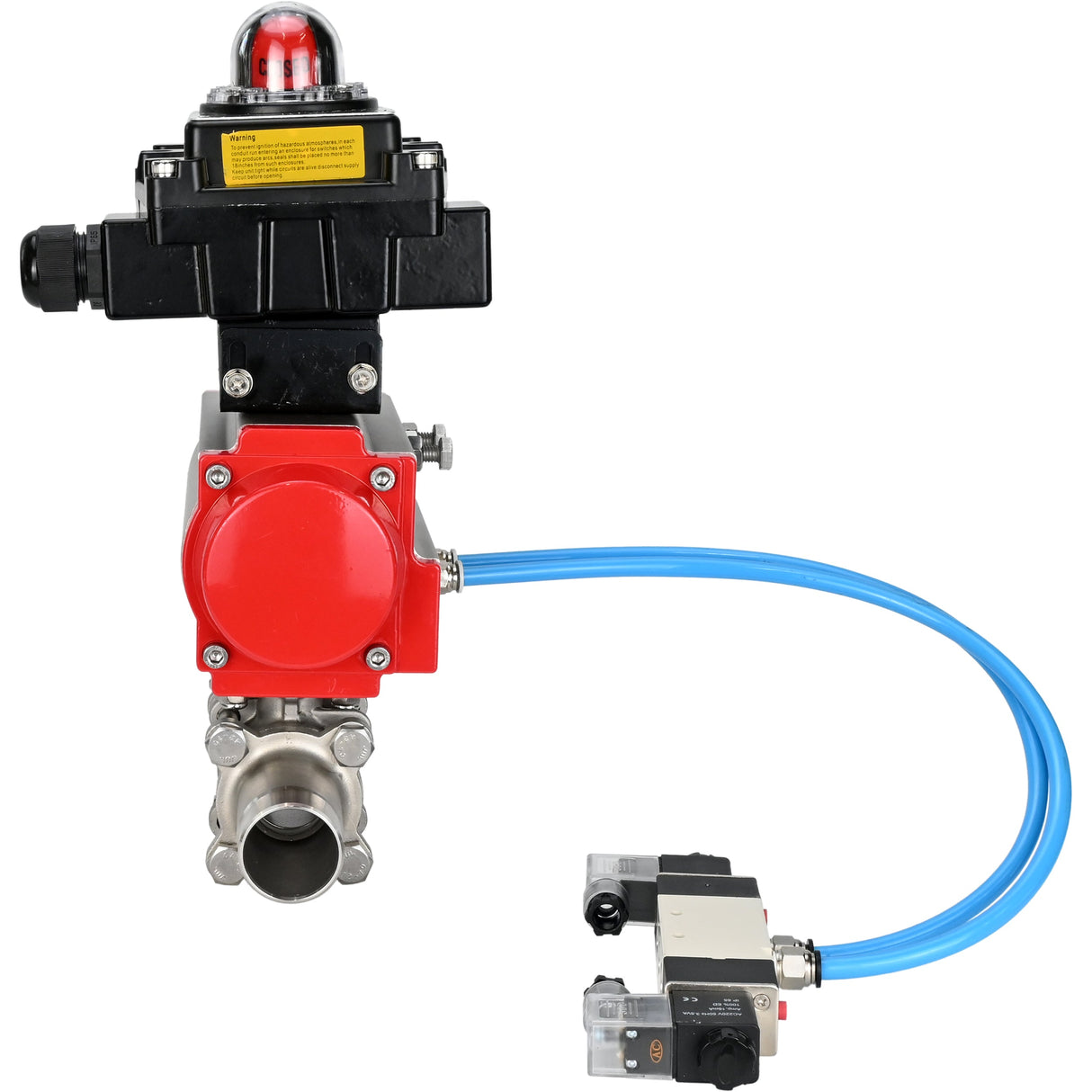 Kugelhähne Elephant BV3131P(3pc)-FP-W-ISO-H LANG voll durchgängig, Gehäuse - Edelstahl 304, geschweißt, mit pneumatischem Antrieb Elephant PA-SA, pneumatischem Verteiler 4V320-10 220V und Endschalterblock APL-410N EX