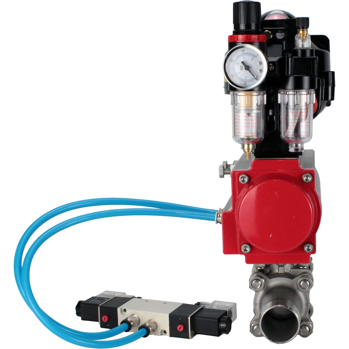 Kugelhähne Elephant BV3232P(3pc)-FP-W-ISO-H LANG DN10-150 Vollbohrung, Gehäuse - Edelstahl 316, zum Schweißen, mit pneumatischem Antrieb PA-DA, pneumatischem Verteiler 4V320-10 220V, LSU APL-510N EX und GSV AFC2000