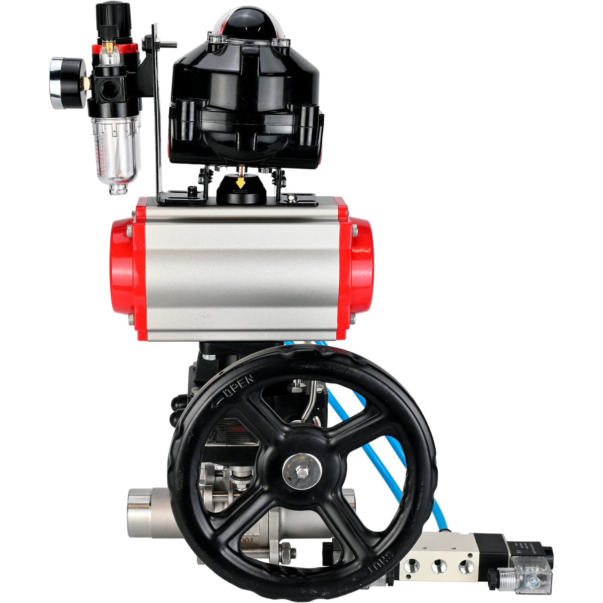 Kugelhähne Elephant BV3232P(3pc)-FP-W-ISO-H LANG DN50-150 Vollbohrung, Gehäuse - Edelstahl 316, zum Schweißen, mit pneumatischem Antrieb PA-DA, pneumatischem Verteiler 4V320-08 220V, MON Getriebe, LSU APL-510N EX und ATU AFC2000