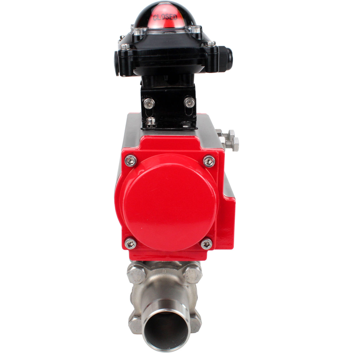 Kugelhähne Elephant BV3232P(3pc)-FP-W-ISO-H LONG DN10-150 Vollbohrung, Gehäuse - Edelstahl 316, geschweißt, mit pneumatischem Antrieb Elephant PA-SA und Endschalterblock APL-210N