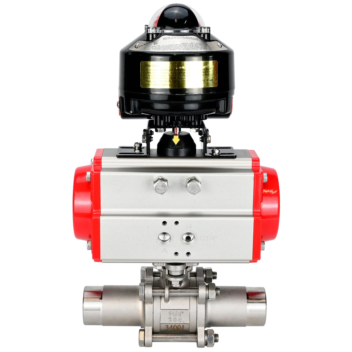 Kugelhähne Elephant BV3232P(3pc)-FP-W-ISO-H LANG DN10-150 Vollbohrung, Gehäuse - Edelstahl 316, geschweißt, mit pneumatischem Antrieb Elephant PA-SA und Endschalterblock APL-510N EX