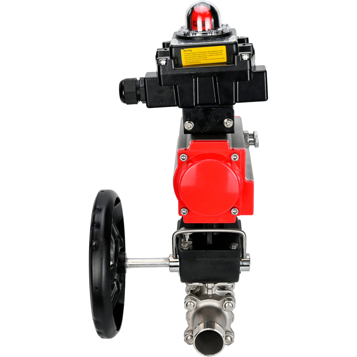 Kugelhähne Elephant BV3131P(3pc)-FP-W-ISO-H LANG DN50-150 Vollbohrung, Gehäuse - Edelstahl 304, geschweißt, mit Elephant PA-DA Pneumatikaktuator, Elephant MON Getriebe und APL- Endschalterblock 410N EX