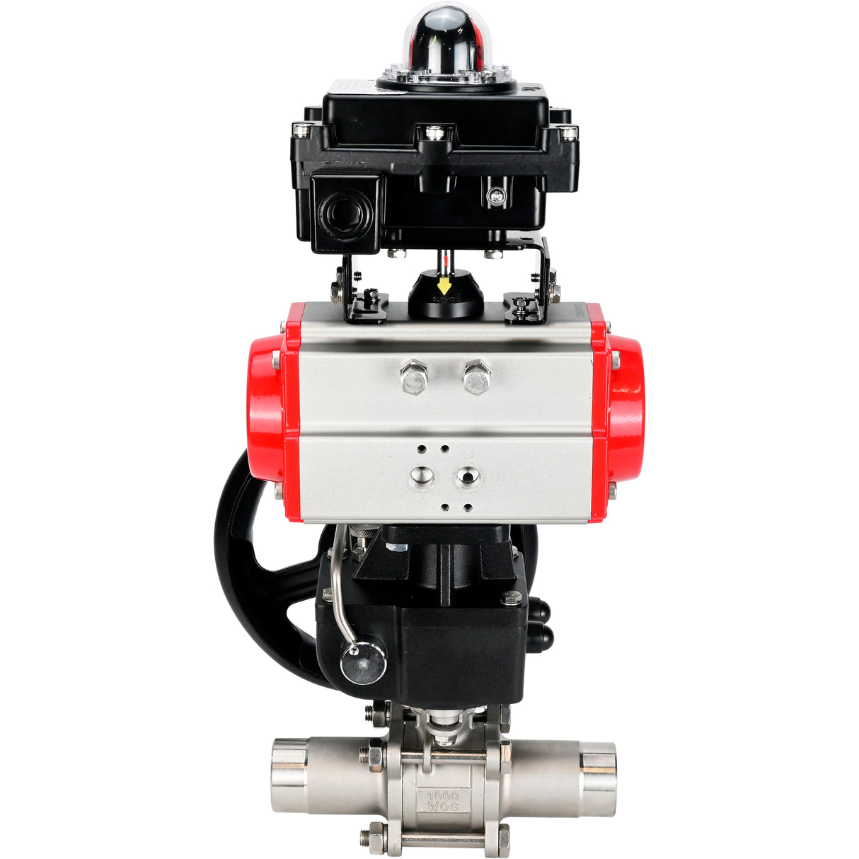 Kugelhähne Elephant BV3131P(3pc)-FP-W-ISO-H LANG DN50-150 Vollbohrung, Gehäuse - Edelstahl 304, geschweißt, mit Elephant PA-DA Pneumatikaktuator, Elephant MON Getriebe und APL- Endschalterblock 410N EX