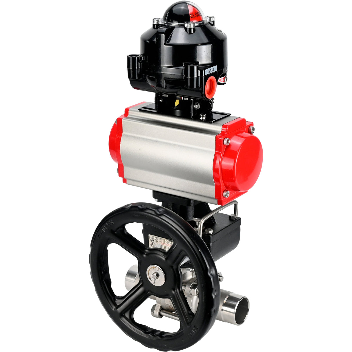 Kugelhähne Elephant BV3232P(3pc)-FP-W-ISO-H LANG DN50-150 Vollbohrung, Gehäuse - Edelstahl 316, geschweißt, mit Elephant PA-DA Pneumatikaktuator, Elephant MON Getriebe und APL-Endschalterblock 510N EX