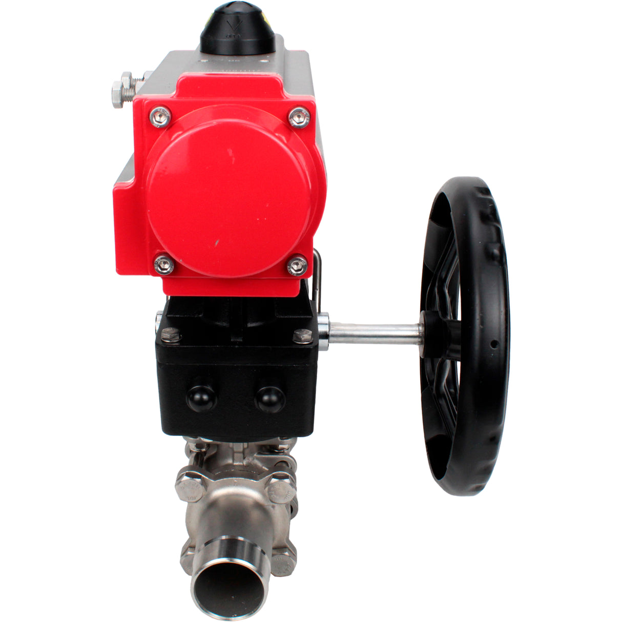 Kugelhähne Elephant BV3131P(3pc)-FP-W-ISO-H LONG DN50-150 Vollbohrung, Gehäuse - Edelstahl 304, geschweißt, mit Elephant PA-DA Pneumatik-Antrieb und Elephant MON Getriebe