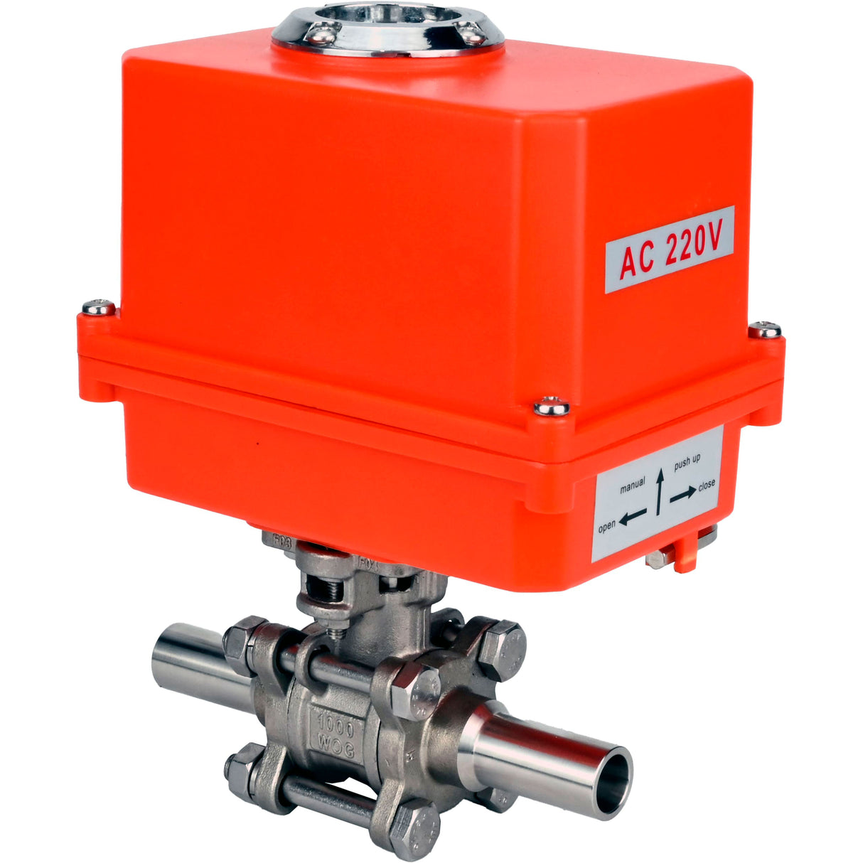 Kugelhähne Elephant BV3131P(3pc)-FP-W-ISO-H LANG voll durchgängig, Gehäuse - Edelstahl 304, geschweißt, mit 1/4-Umdrehungs-Elektroantrieb Elephant QT-N-EM-O1-220VAC-U1 MINI 220V