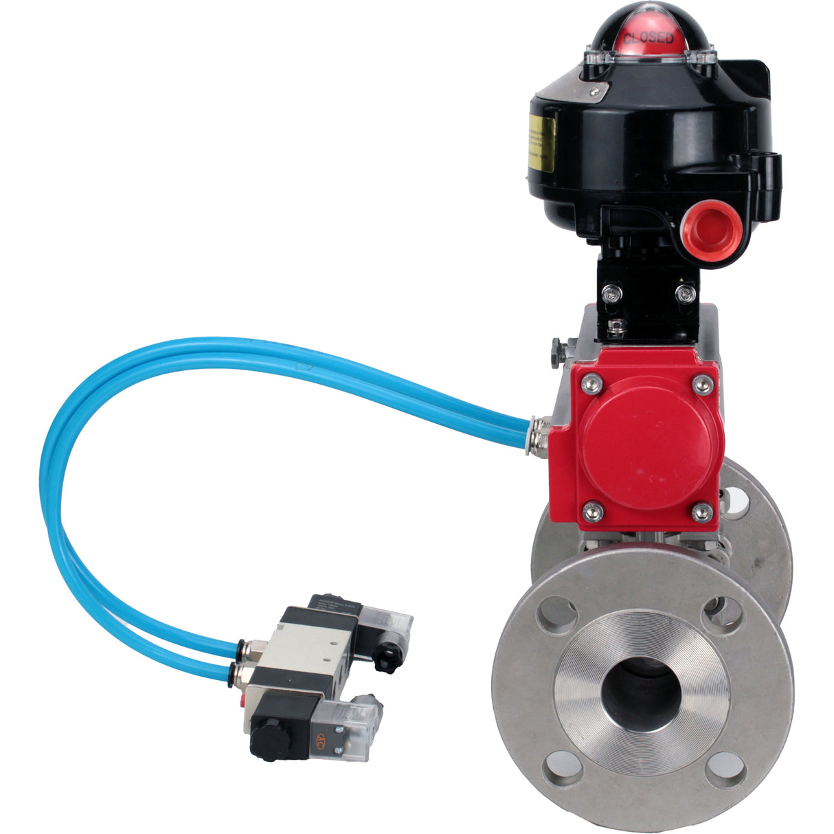 Kugelhähne Elephant BV3131P(3-teilig)-FP-F-ISO-Flansch, voller Durchgang, dreiteilig, Gehäuse - Edelstahl SS304, Dichtung - PTFE, mit pneumatischem Antrieb Elephant PA-SA 065-160 pneumatischer Verteiler 4V320-08 Anschluss DN8 LSU APL-510N