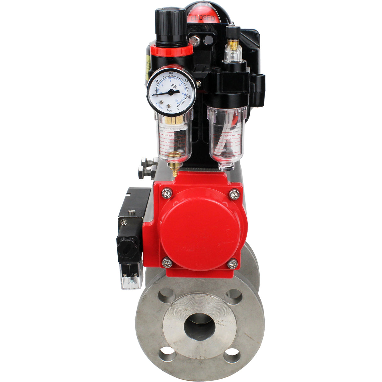 Ball valves Elephant BV3232P(2pc)-FP-F-ISO-H DN15-150 flanged, full bore, two-piece, stainless steel body. steel SS316, seal - PTFE, with pneumatic actuator Elephant PA-SA 052-210 pneumatic distributor 4M310-08 NAMUR 24V ATU AFC2000 APL-510N-EX
