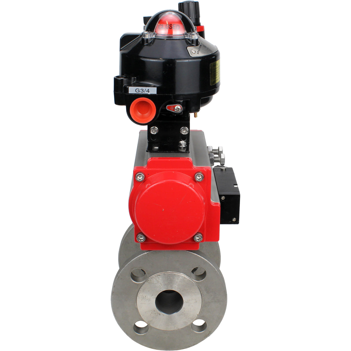 Ball valves Elephant BV3232P(2pc)-FP-F-ISO-H DN15-250 flanged, full bore, two-piece, stainless steel body. steel SS316, seal - PTFE, with pneumatic drive Elephant PA-DA 052-210 pneumatic distributor 4M310-08 NAMUR 24V ATU AFC2000 LSU APL-510N-EX