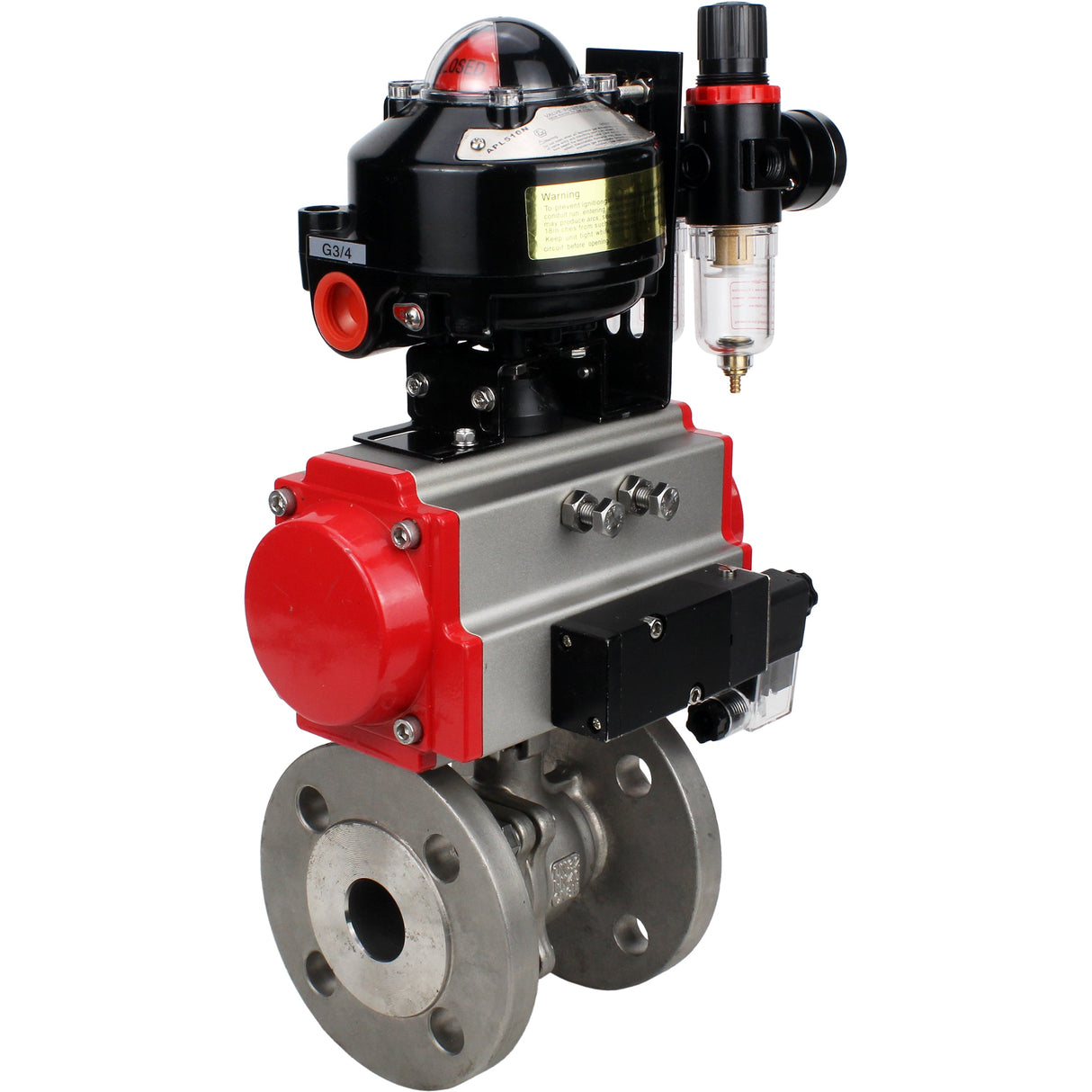 Ball valves Elephant BV3232P(2pc)-FP-F-ISO-H DN15-250 flanged, full bore, two-piece, stainless steel body. steel SS316, seal - PTFE, with pneumatic drive Elephant PA-DA 052-210 pneumatic distributor 4M310-08 NAMUR 220V ATU AFC2000 LSU APL-510N-EX