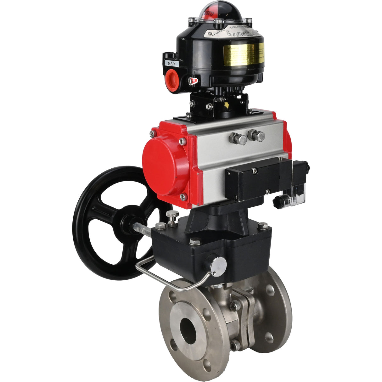 Ball valves Elephant BV3232P(2pc)-FP-F-ISO-H DN15-250 flanged, full bore, two-piece, stainless steel body. steel SS316, seal - PTFE, with pneumatic drive Elephant PA-DA 052-210 pneumatic distributor 4M310-08 NAMUR 220V gearbox MON LSU APL-510N-EX