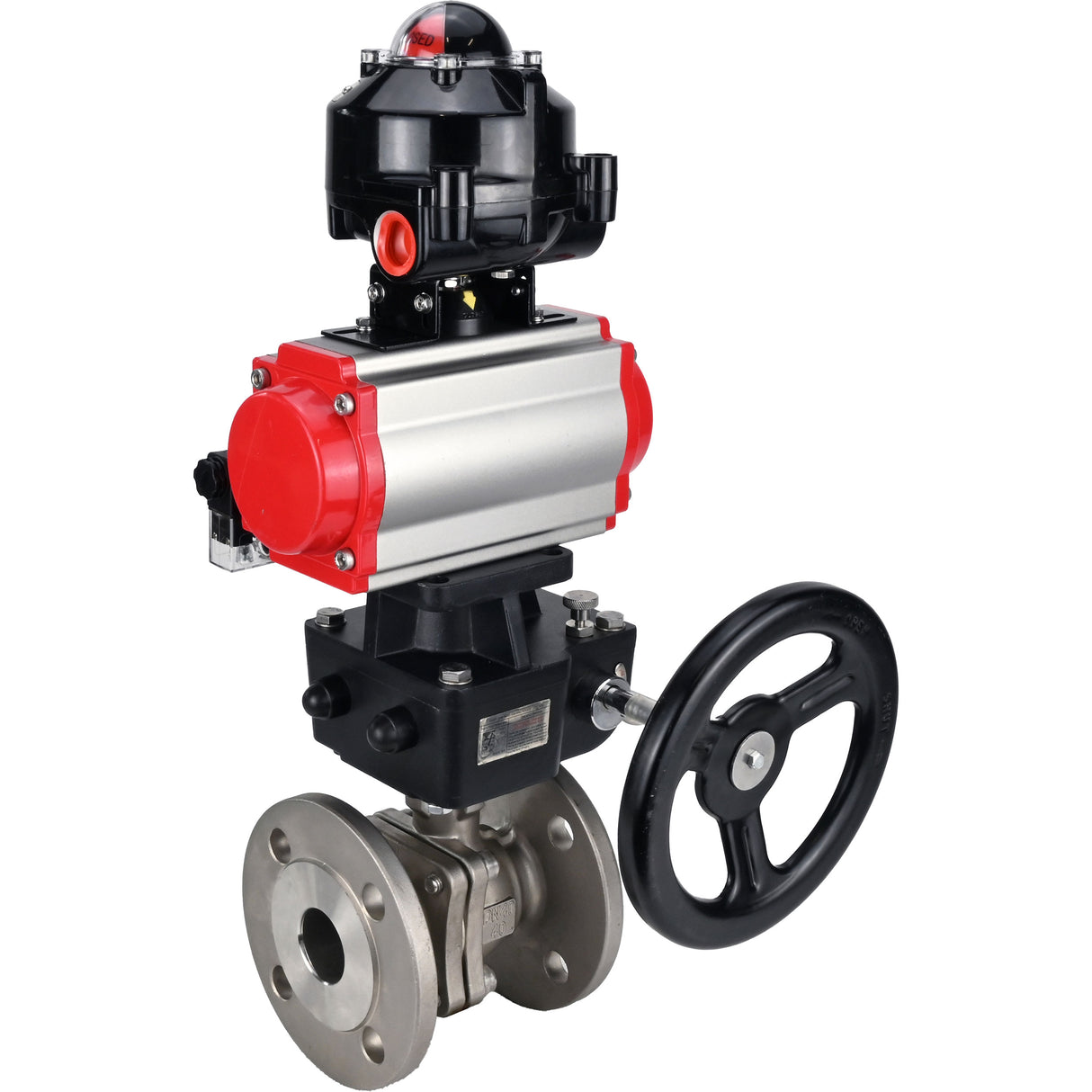 Ball valves Elephant BV3232P(2pc)-FP-F-ISO-H DN15-250 flanged, full bore, two-piece, stainless steel body. steel SS316, seal - PTFE, with pneumatic drive Elephant PA-DA 052-210 pneumatic distributor 4M310-08 NAMUR 220V gearbox MON LSU APL-510N-EX