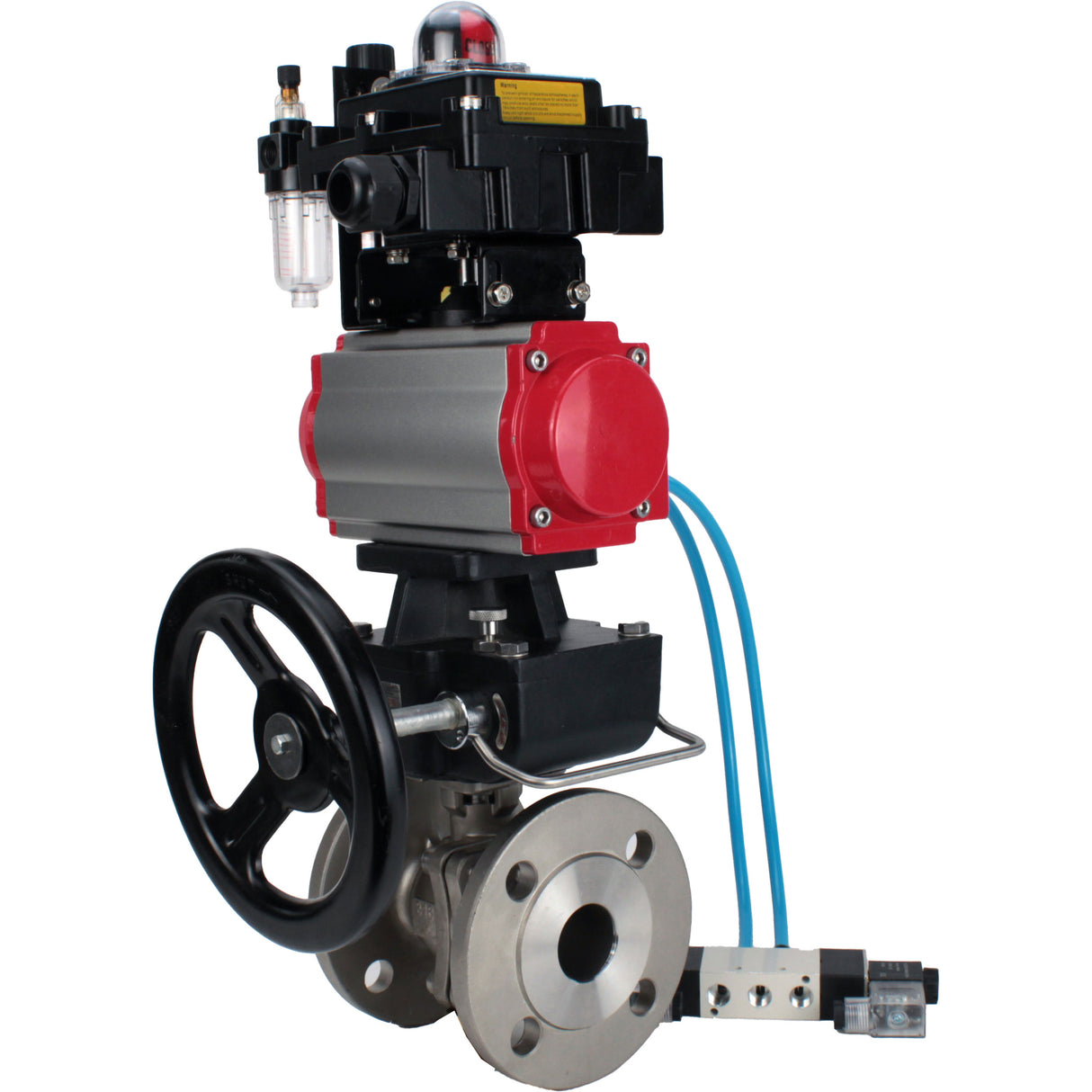 Kugelhähne Elephant BV3232P(2 Stück)-FP-F-ISO-H, Gehäusematerial - Edelstahl AISI 316, Dichtung - PTFE / PTFE / Teflon, mit pneumatischem Doppelwirkungsantrieb PA-DA, 4V320-08 220V, LSU APL-410N Ex, Handrad MON, ATU AFC2000