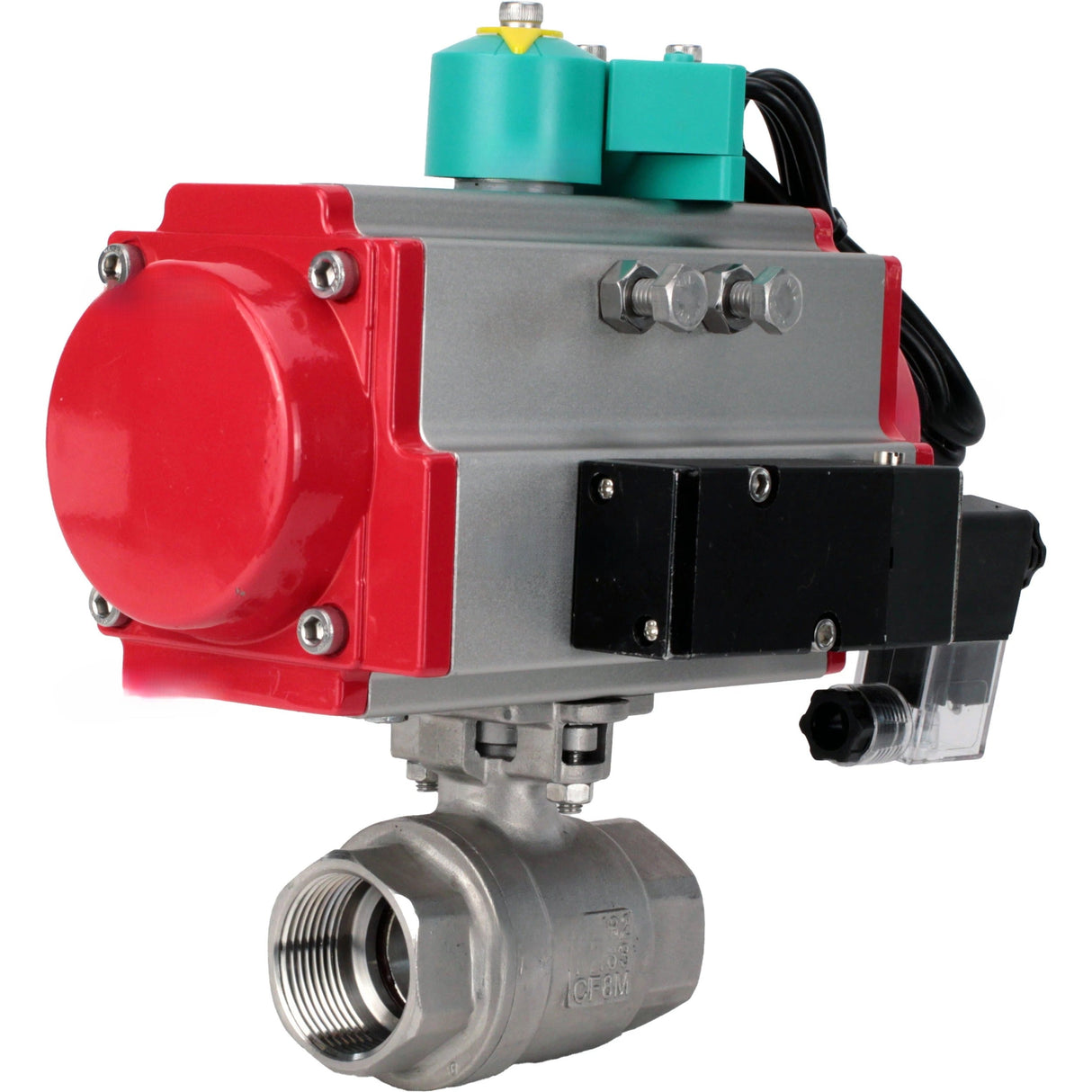 Ball valves Elephant BV3232P(2pc)-FP-T-ISO-H DN10-100 63/40 bar full bore, internal thread, body - 316 stainless steel, seal - PTFE, with PA-DA pneumatic actuator, pneumatic distributor 4M310-08 NAMUR 24V and ALS200D magnetic switch