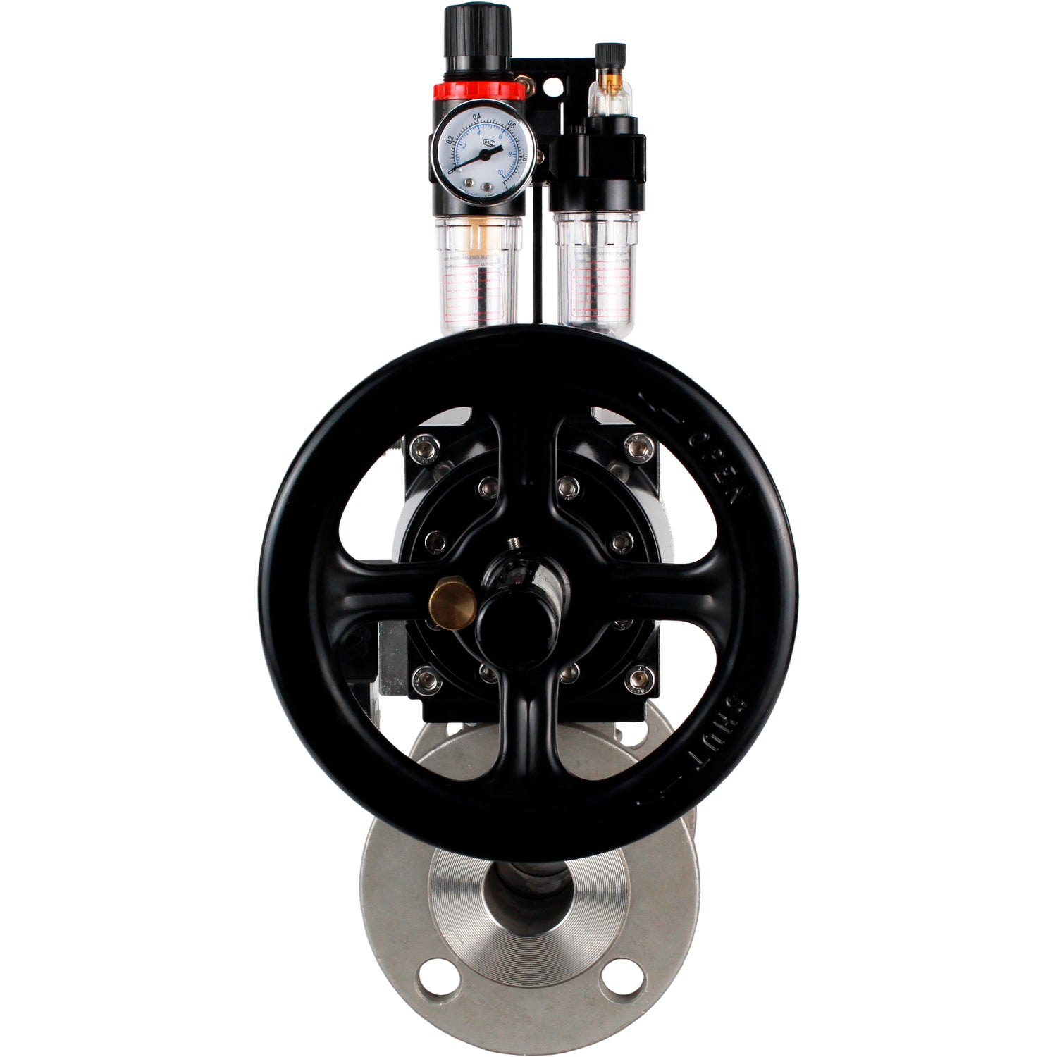 Ball valves Elephant BV3232P(3pc)-FP-F-ISO-H DN65-100 25/40 bar flanged with ISO flange, body - 316 stainless steel, full bore, seal - PTFE, with pneumatic drive PA-DA-105-1, pneumatic distributor 4M310-08 24V, ATU AFC2000