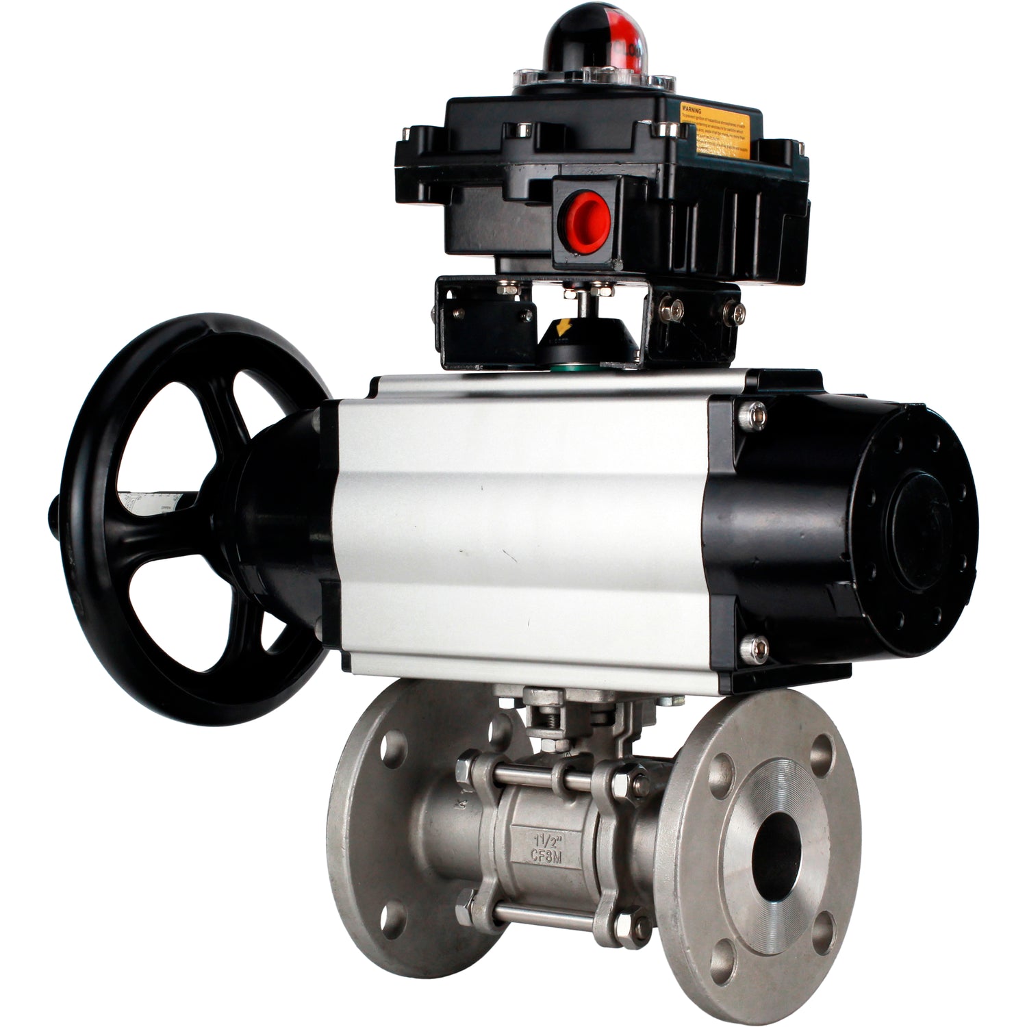 Ball valves Elephant BV3232P(3pc)-FP-F-ISO-H DN65-100 25/40 bar flanged with ISO flange, body - 316 stainless steel, full bore, seal - PTFE, with pneumatic drive PA-DA-105-1, pneumatic distributor 4M310-08 24V, LSU APL-410N Ex