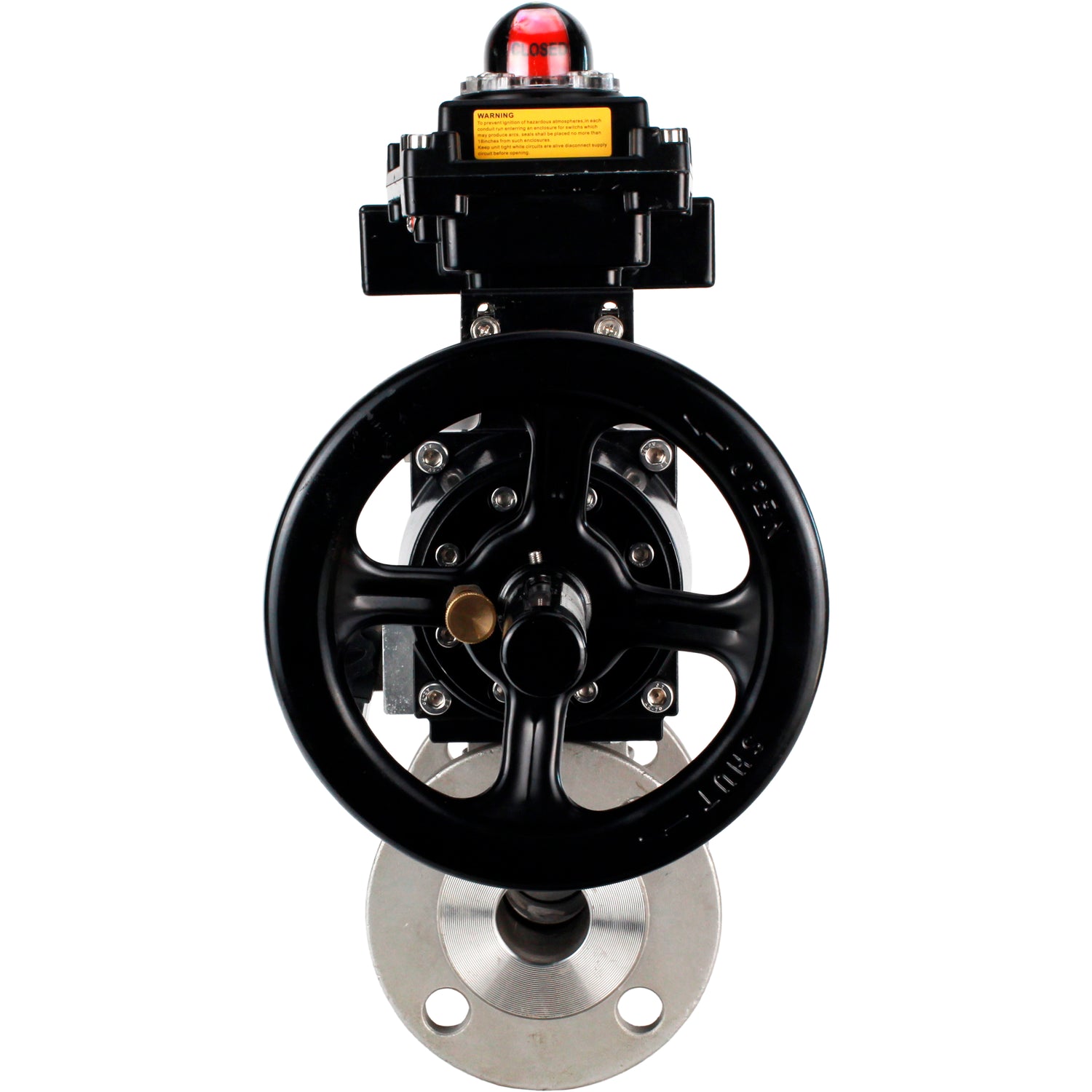 Ball valves Elephant BV3232P(3pc)-FP-F-ISO-H DN65-100 25/40 bar flanged with ISO flange, body - 316 stainless steel, full bore, seal - PTFE, with pneumatic drive PA-DA-105-1, pneumatic distributor 4M310-08 24V, LSU APL-410N Ex